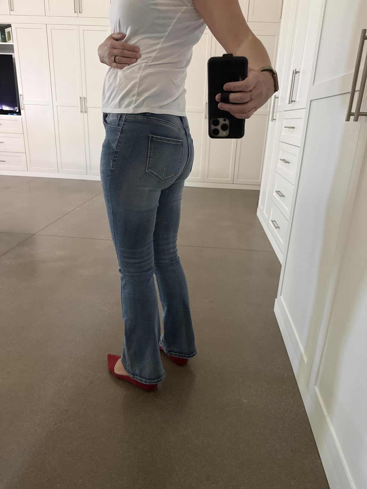 KUNMI Women's Flare Bell Bottom Jeans High Waisted Wide Leg Bootcut Jeans Stretchy Denim Pants customer photo 2