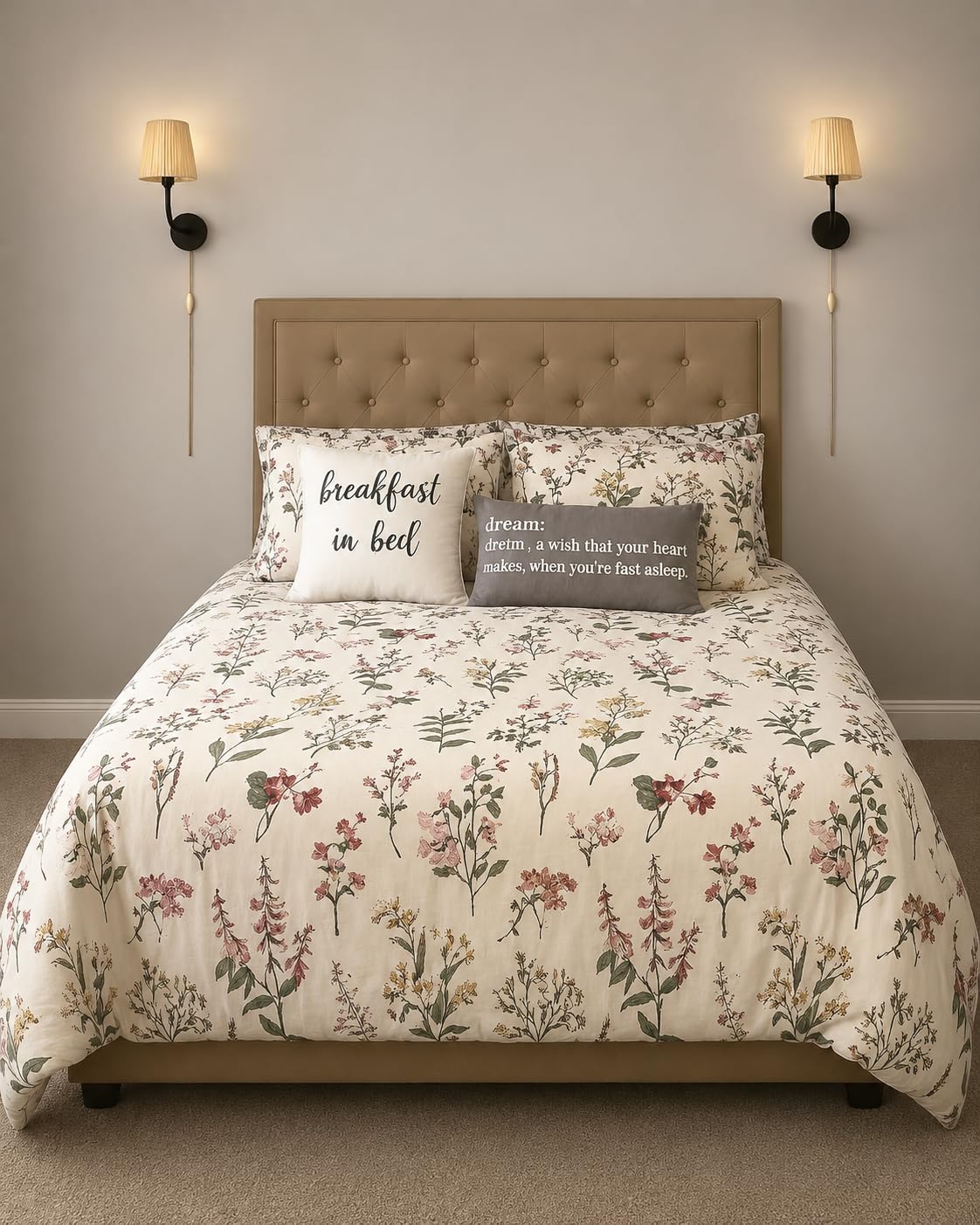 OAITE King Duvet Cover Set 3pcs 100% Cotton Blue Leaf customer photo 1