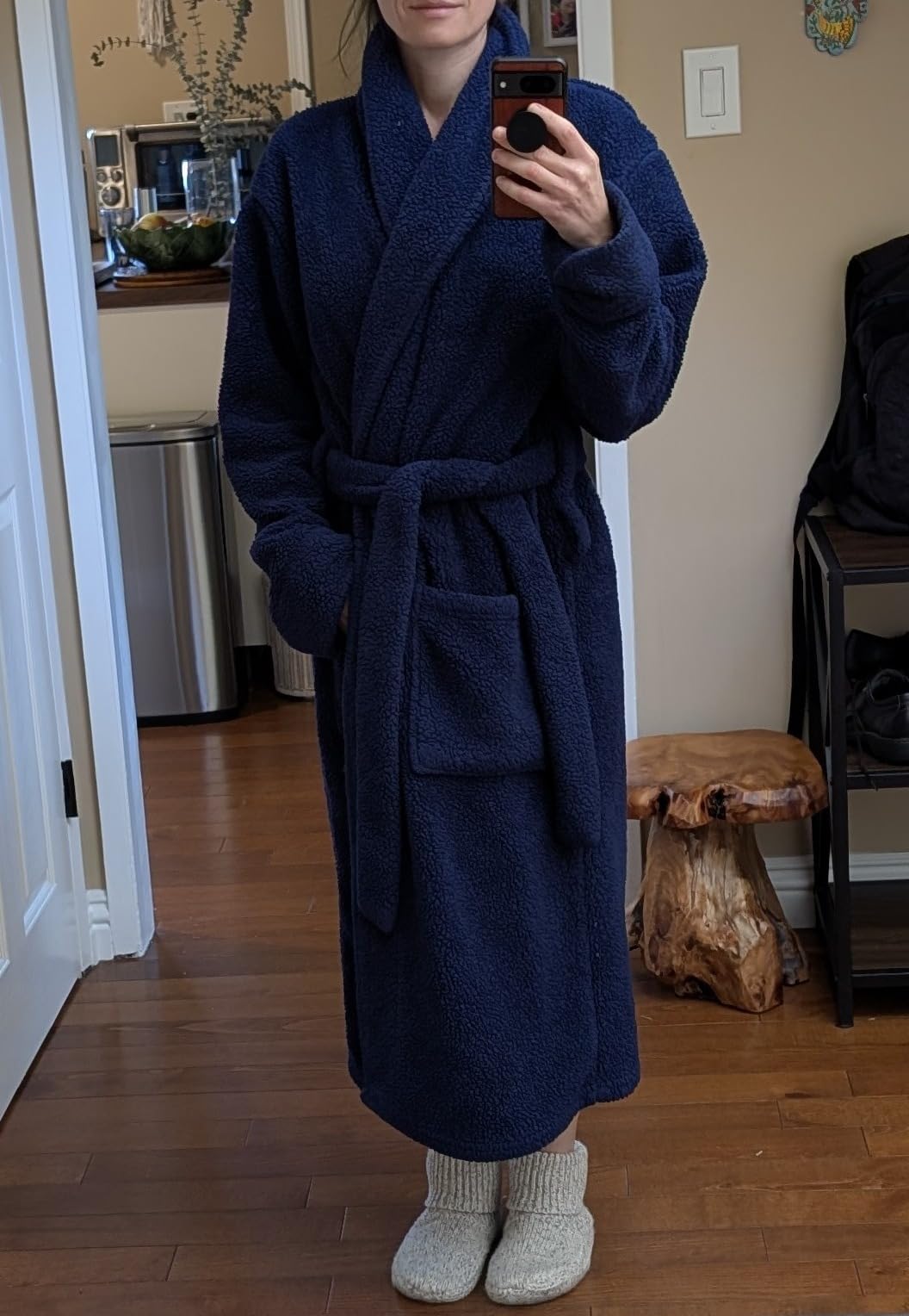 Women's Long Sleeve Plush Fleece Robe with Pockets, Bathrobe customer photo 2
