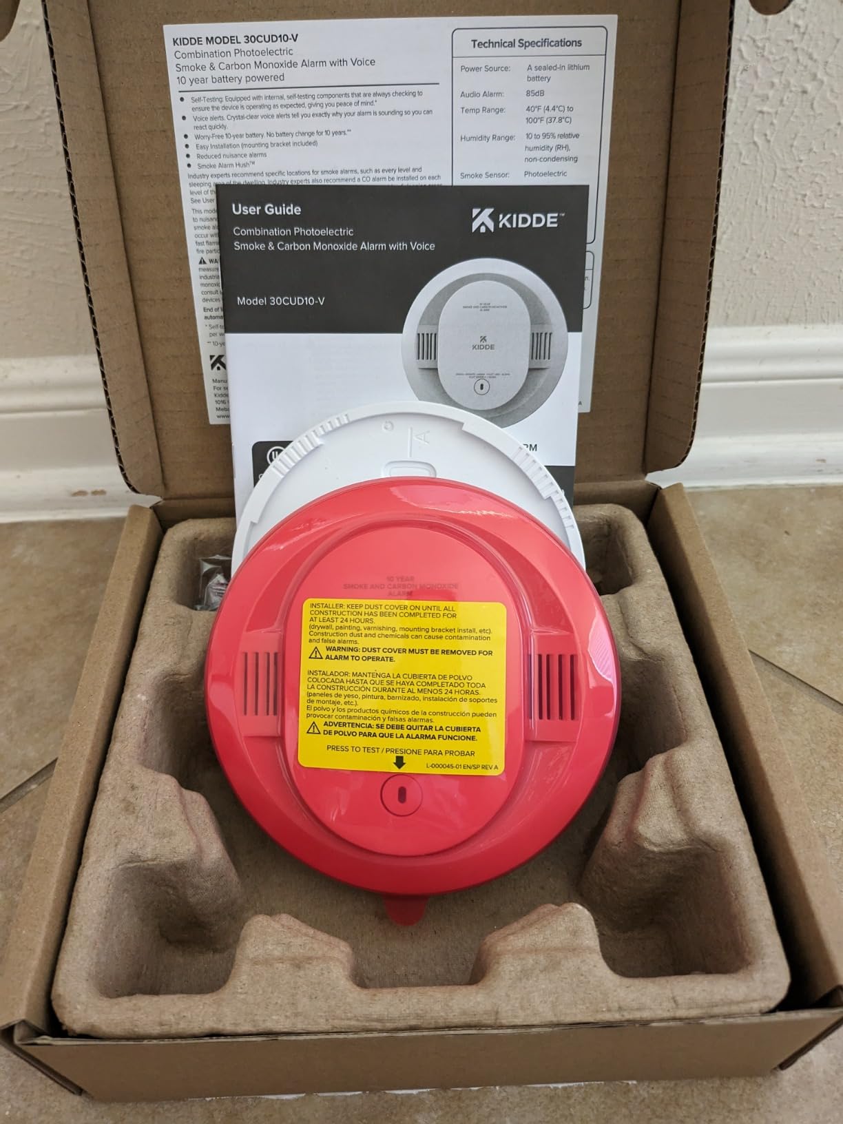 Kidde Smoke & Carbon Monoxide Detector, 10-Year Battery, 30CUD10-V, 1 Pack customer photo 2