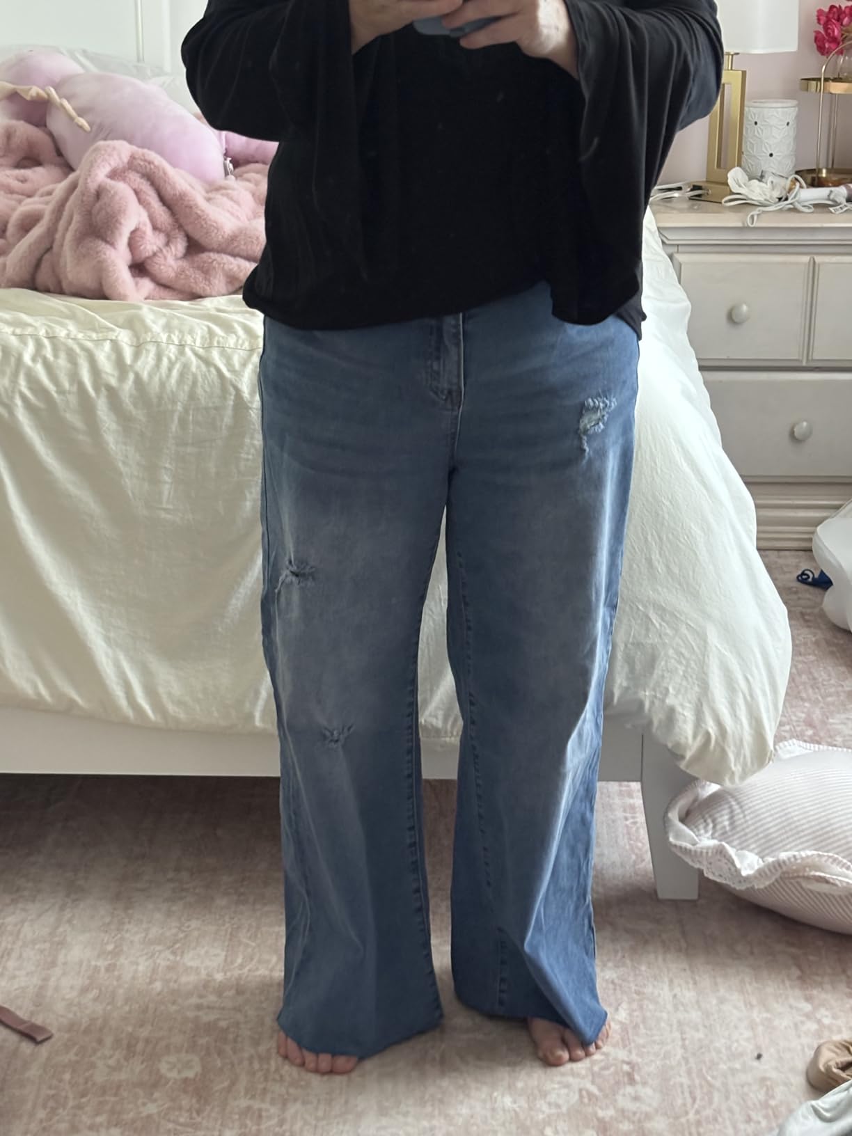 Dokotoo Women Baggy Jeans Wide Leg Petite 2026 8 Points Stretch Denim Pants customer photo 2
