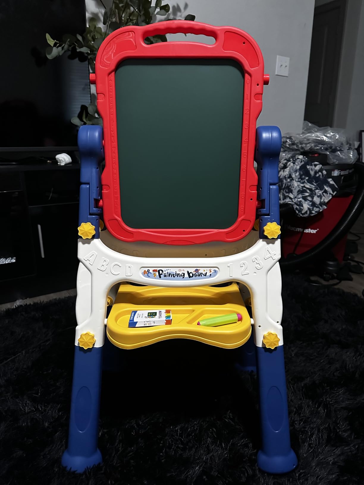 Kids Easel for Toddlers Age 3-4 Art Magnetic White Board & Chalkboard Double Side Adjustable Stand Art Easel Drawing Writing Learning Educational Toys for 3 4 5 Year Boys Girls Birthday Gifts customer photo 2
