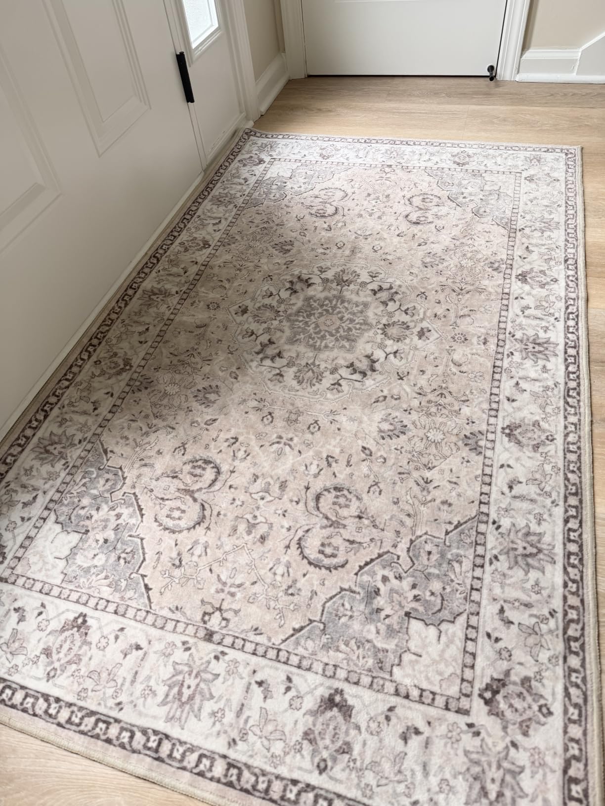 2x6 Hallway Washable Runner Rug : Vintage Soft Kitchen Laundry Runner with Non Slip Backing Farmhouse Entryway Living Room Floor Mat Stain Resistant Carpet for Bedroom Bathroom Distressed Beside Rug customer photo 1