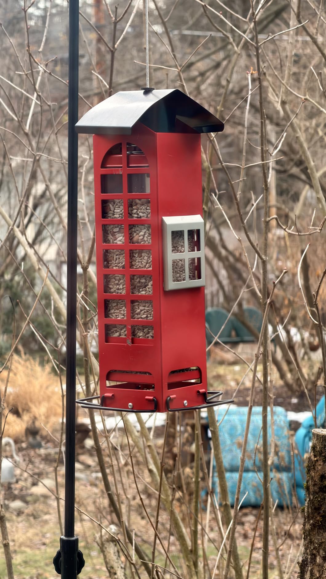 Squirrel Proof Bird Feeder for Outdoor Hanging - Heavy Duty Metal Tube Seed Wild Bird Feeder with Weight-Activated Ports, 2.5LB Capacity Bird House for Cardinals, Finches & Blue Jays Woodpecker customer photo 2