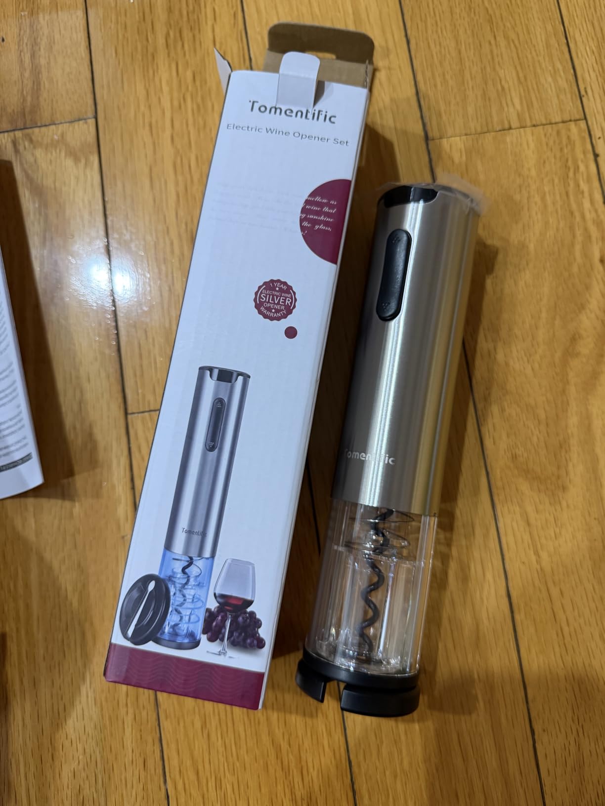 Electric Wine Opener Tomentific, Rechargeable Automatic Wine Corkscrew Bottle Opener With Foil Cutter, Type-C Charging Wine Openers With LED Light For Home Party Wedding Gifts (Stainless Steel) customer photo 2