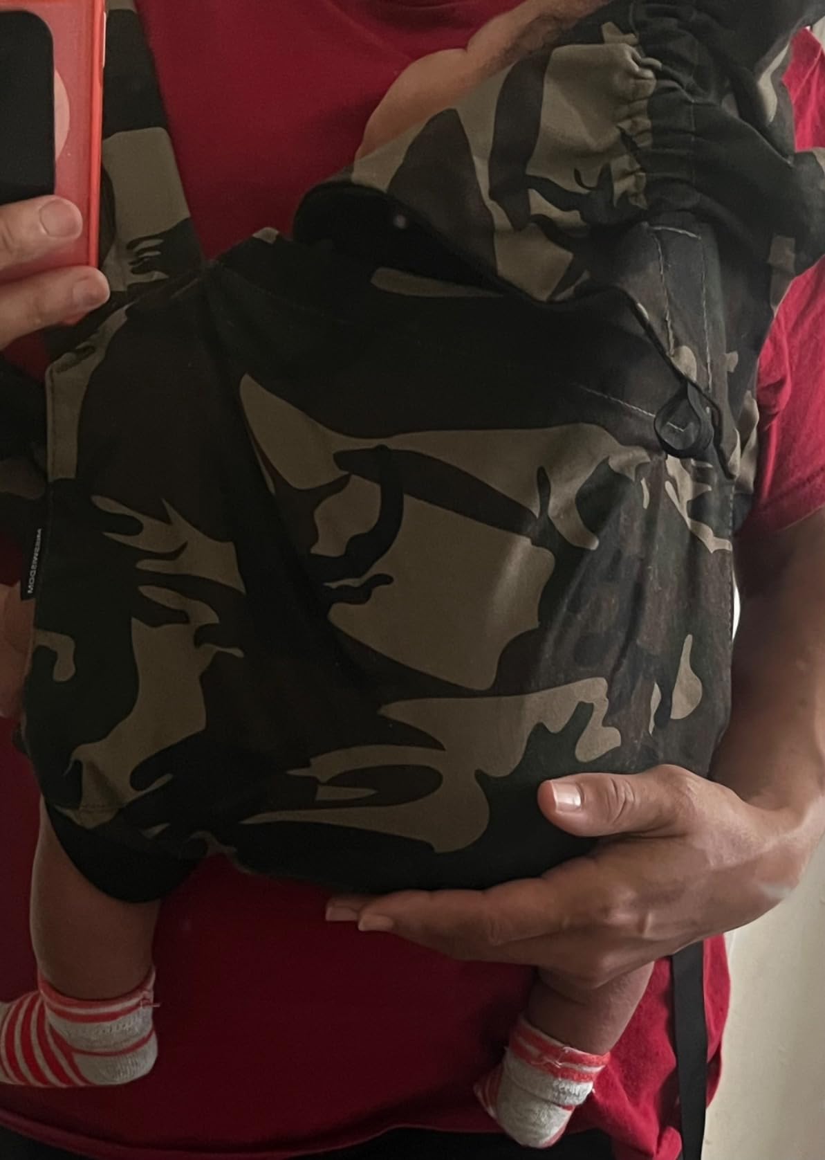 MISSWISDOM Baby Carrier for Dad (8-30lbs)-Military Stylish Infant Holder Carriers Newborn to Toddler, Men Baby Carrier with Windproof Cap, One Size Fits All, Camouflage customer photo 2