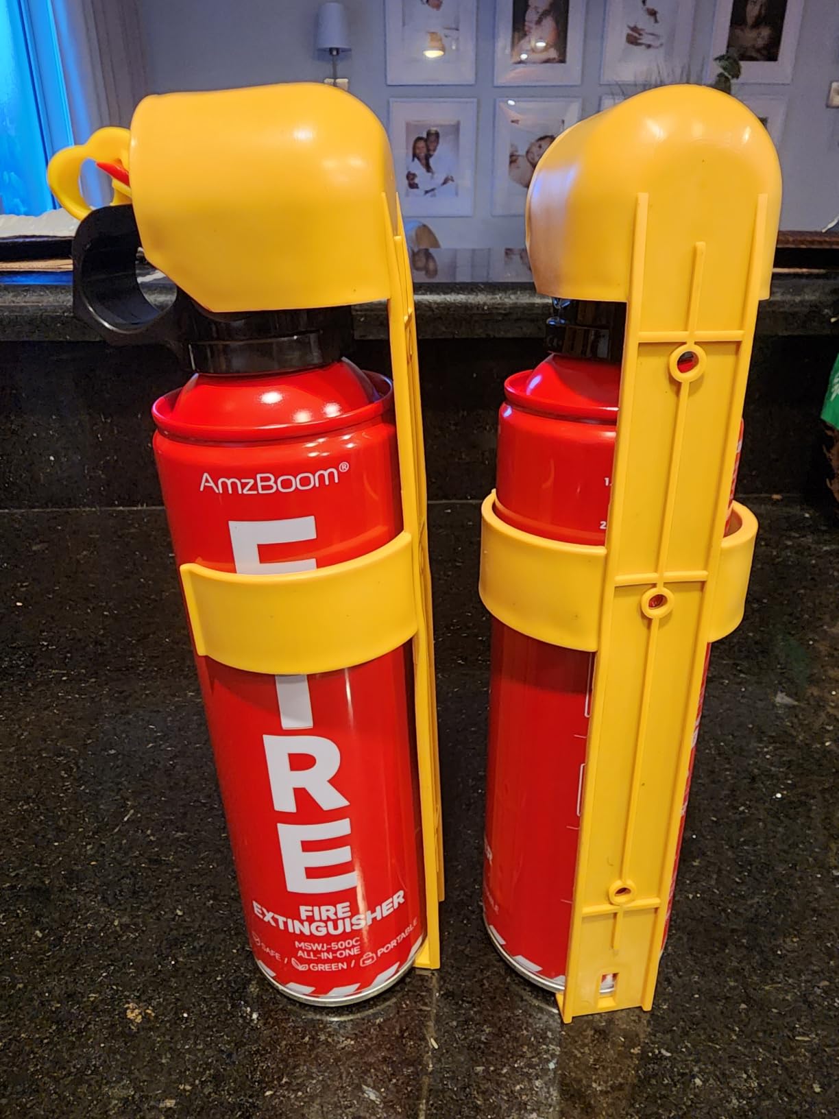 AmzBoom 2-Pack Fire Extinguisher for Home, Kitchen, Car, and Grill with Mounting Bracket– Extinguishing Spray, Compact A, B, C, K – Eco-Friendly, Prevents Reignition. customer photo 2