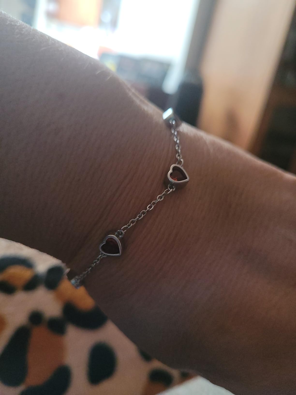 925 Sterling Silver Diamond Heart Birthstone Bracelet customer photo 2