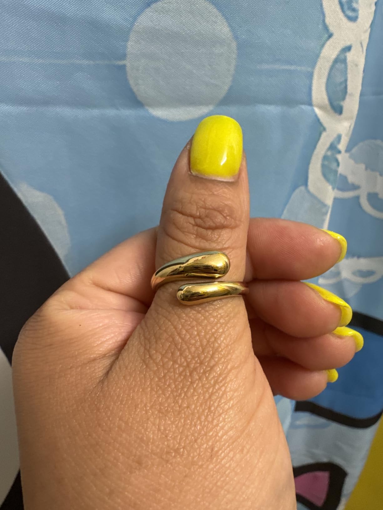Non Tarnish Gold Chunky Rings for Women, 14K Gold Plated Statement Dome Rings Stacking Silver, Adjustable Mens Eternity Wedding Band Mixed Metal Jewelry Size 3-15 Half Size customer photo 2