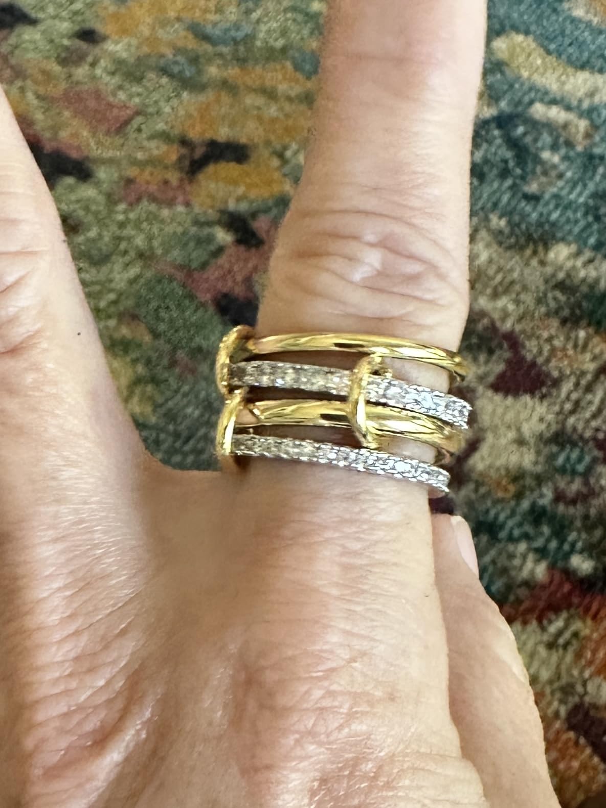 TLY Stackable Gold Rings for Women Interlocking Ring Stack Set non tarnish customer photo 1