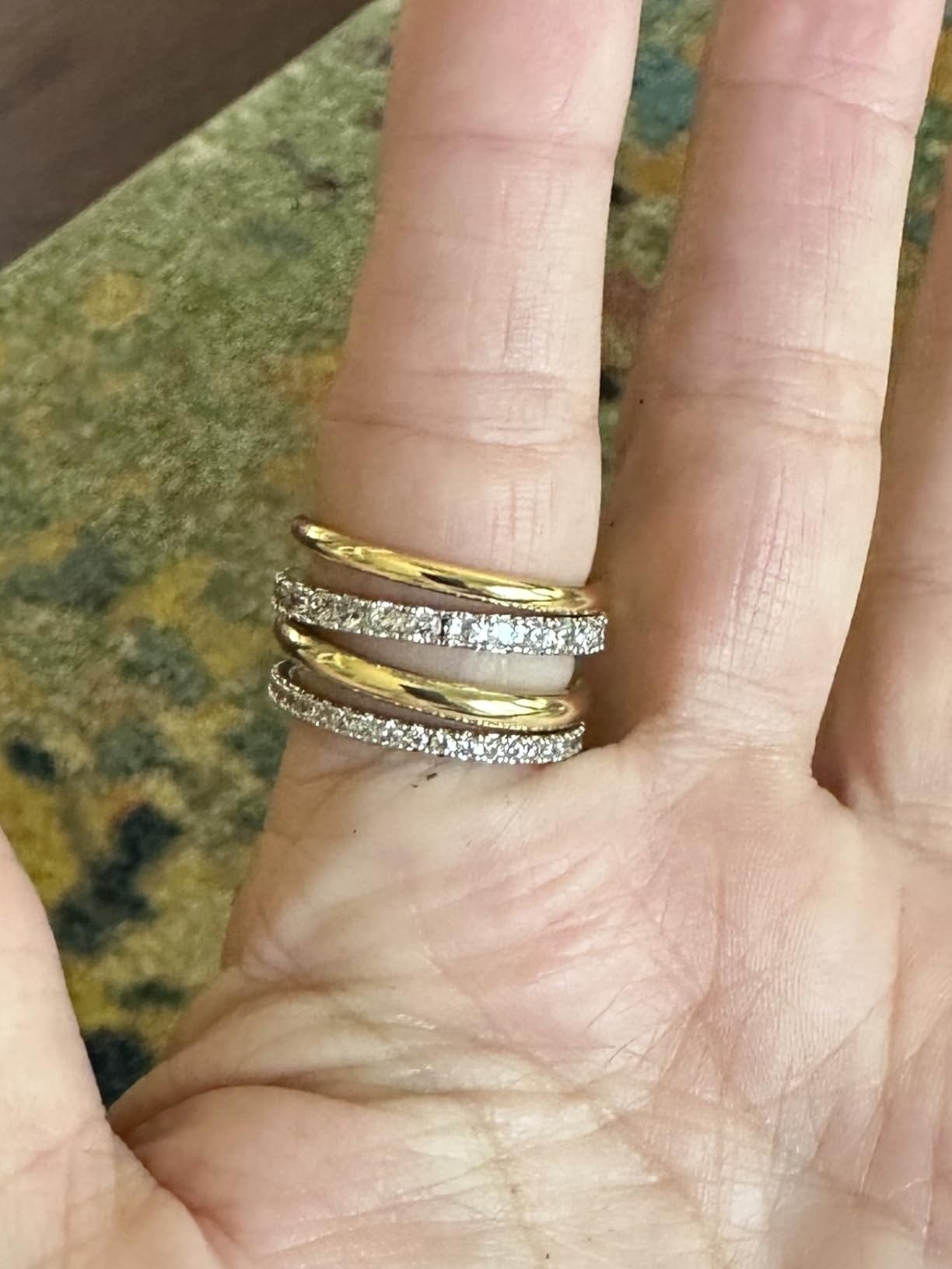 TLY Stackable Gold Rings for Women Interlocking Ring Stack Set non tarnish customer photo 2