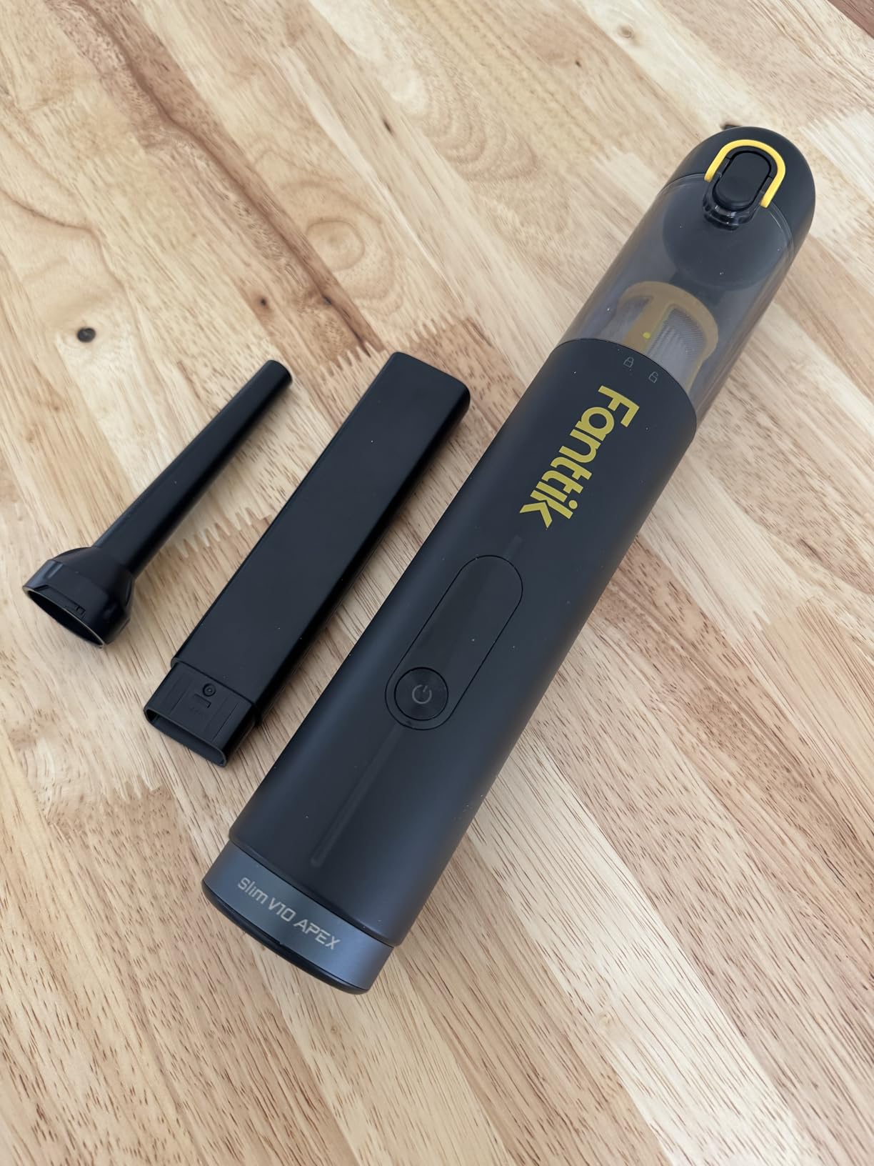 Fanttik Slim V10 APEX Cordless Car Vacuum, 4-in-1 Portable Mini Handheld Vac, Upgraded Smart Digital Display, 19kPa Suction Power, 2 Suction Modes for Small Jobs, Car, Office Desk, Keyboards (Black) customer photo 2