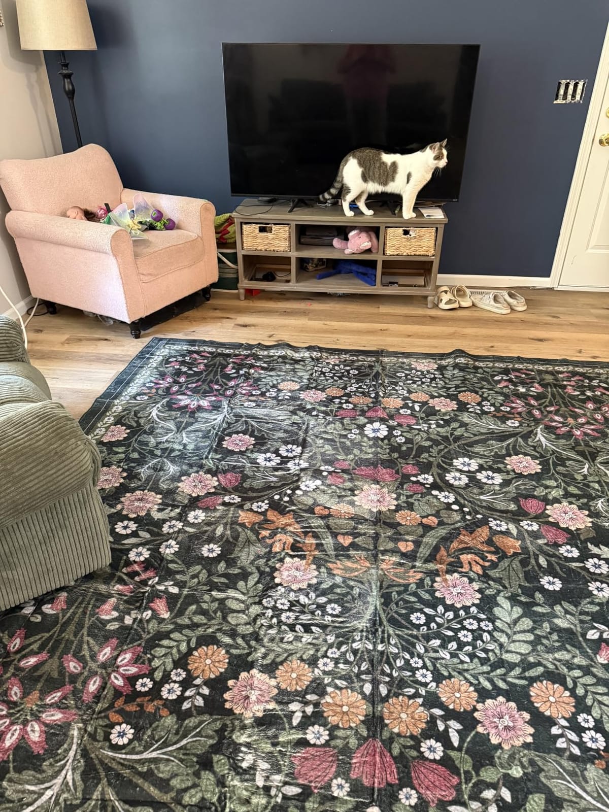 PLHXFR 8x10 Area Rug Living Room: Floral Washable Boho Carpet Dark Green customer photo 1