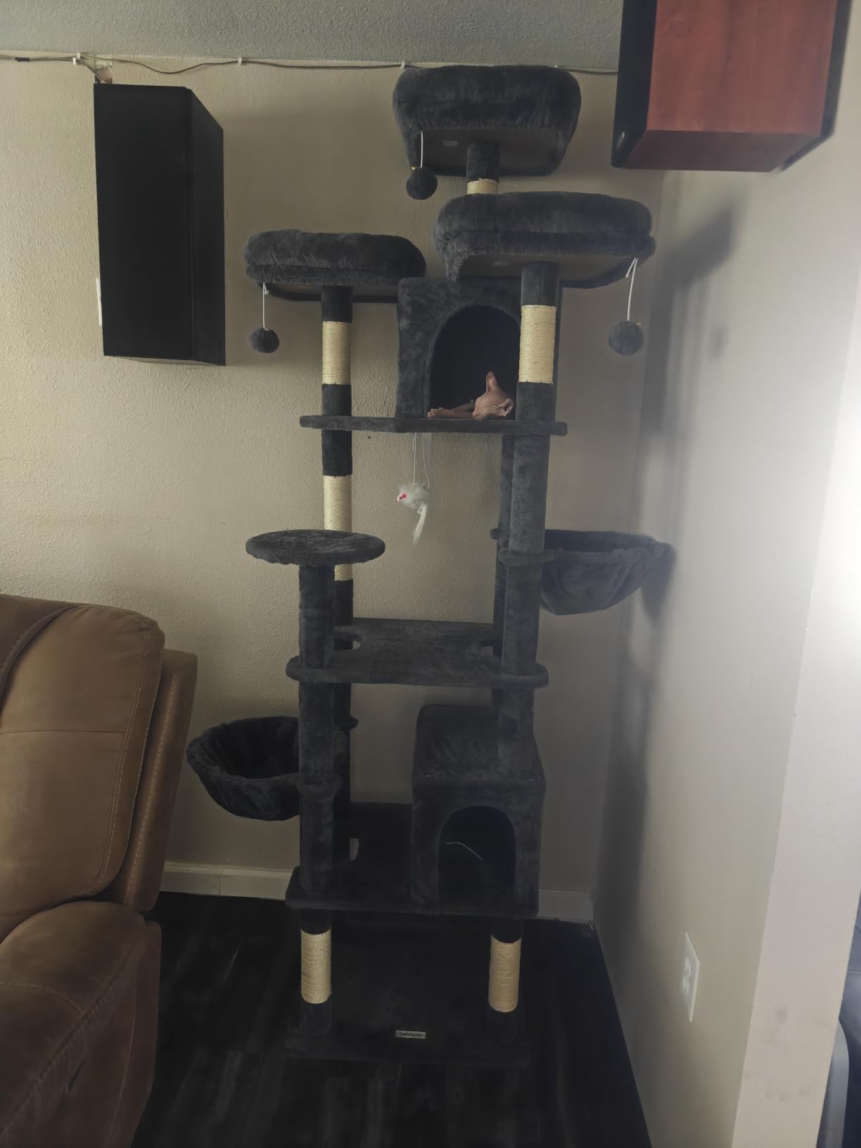 Globlazer Cat Tree Tower for Multiple Adult Cats, 82in, F82, Dark Grey customer photo 1