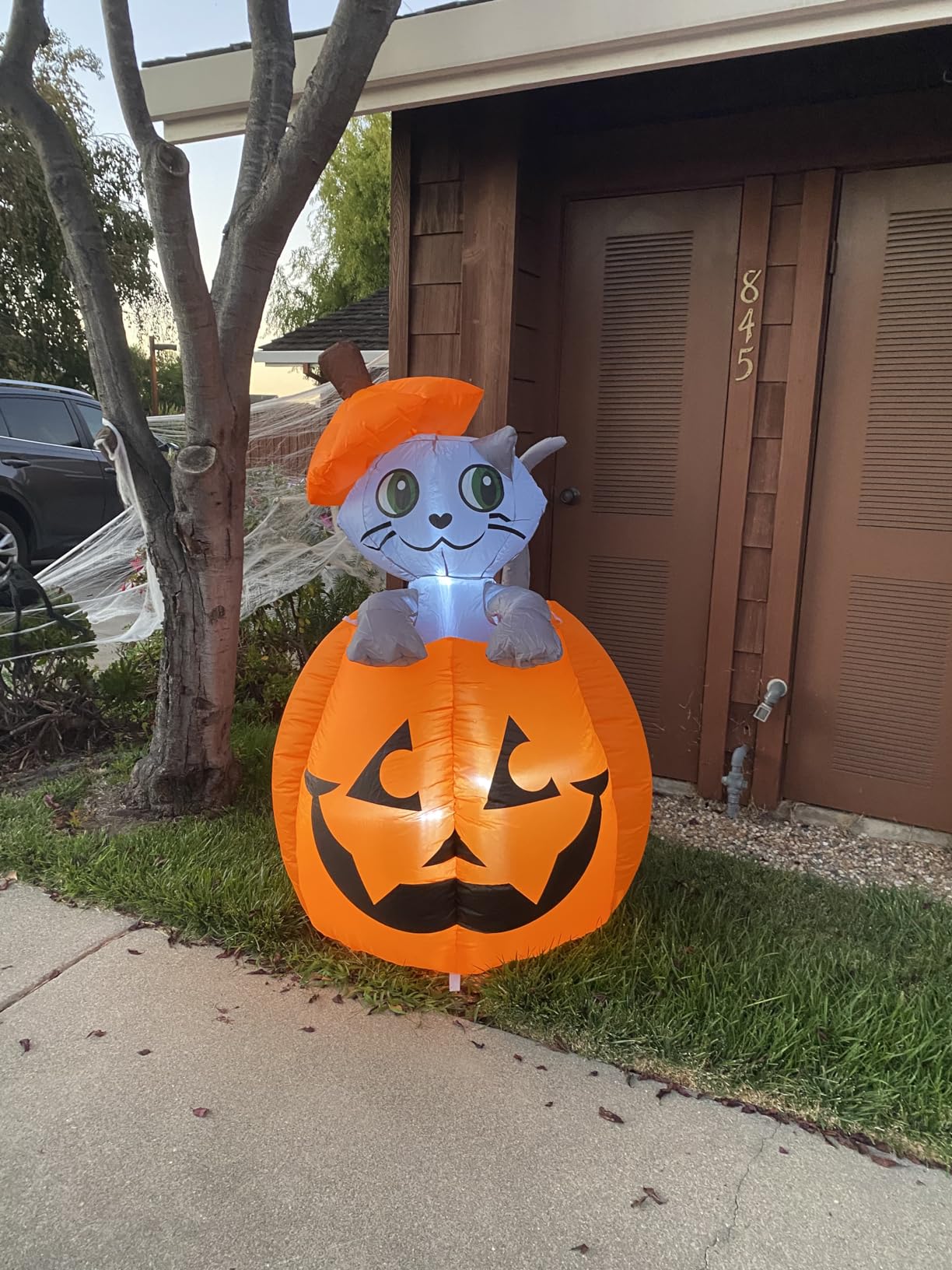 Joiedomi 5ft Tall Halloween Animated Inflatables Outdoor Decorations, Inflatable Ghost on Pumpkin with LEDs, Cute Blow Up Pumpkin Ghost Decor for Outside Yard Outdoor Lawn Garden Party Decoration customer photo 2