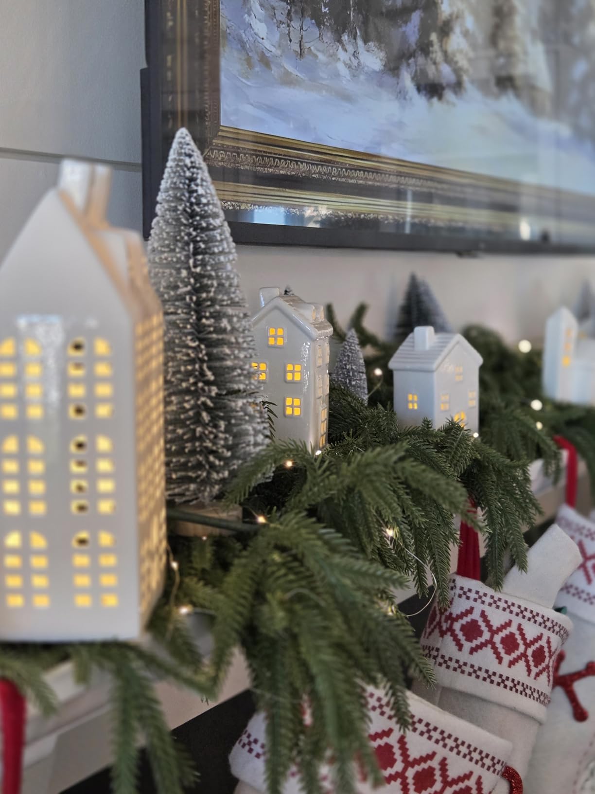 DN DECONATION Christmas Village House Decorations Lighted, House Decor customer photo 1