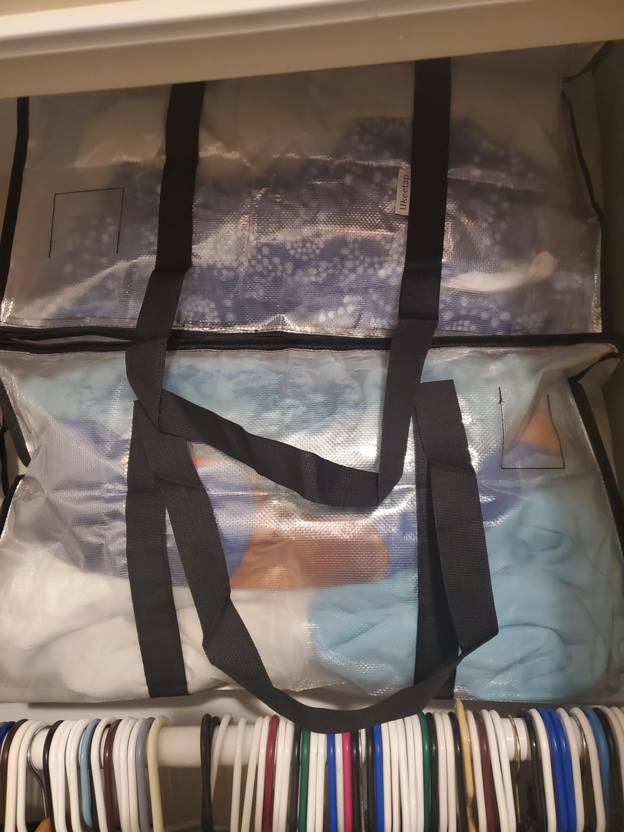 8 Pack Extra Large Clothes Storage Bins with Lids, Moving Bags, Clear customer photo 2
