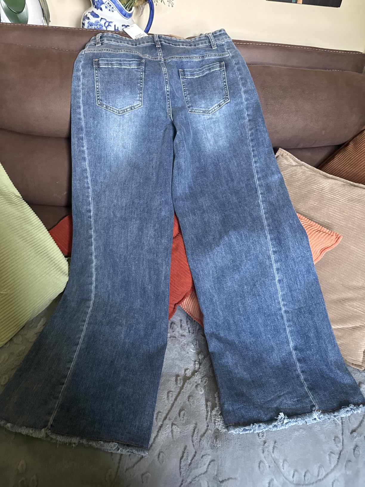 Trendy Queen Women's Wide Leg Jeans, Relaxed Loose with Raw Hem Pants customer photo 2
