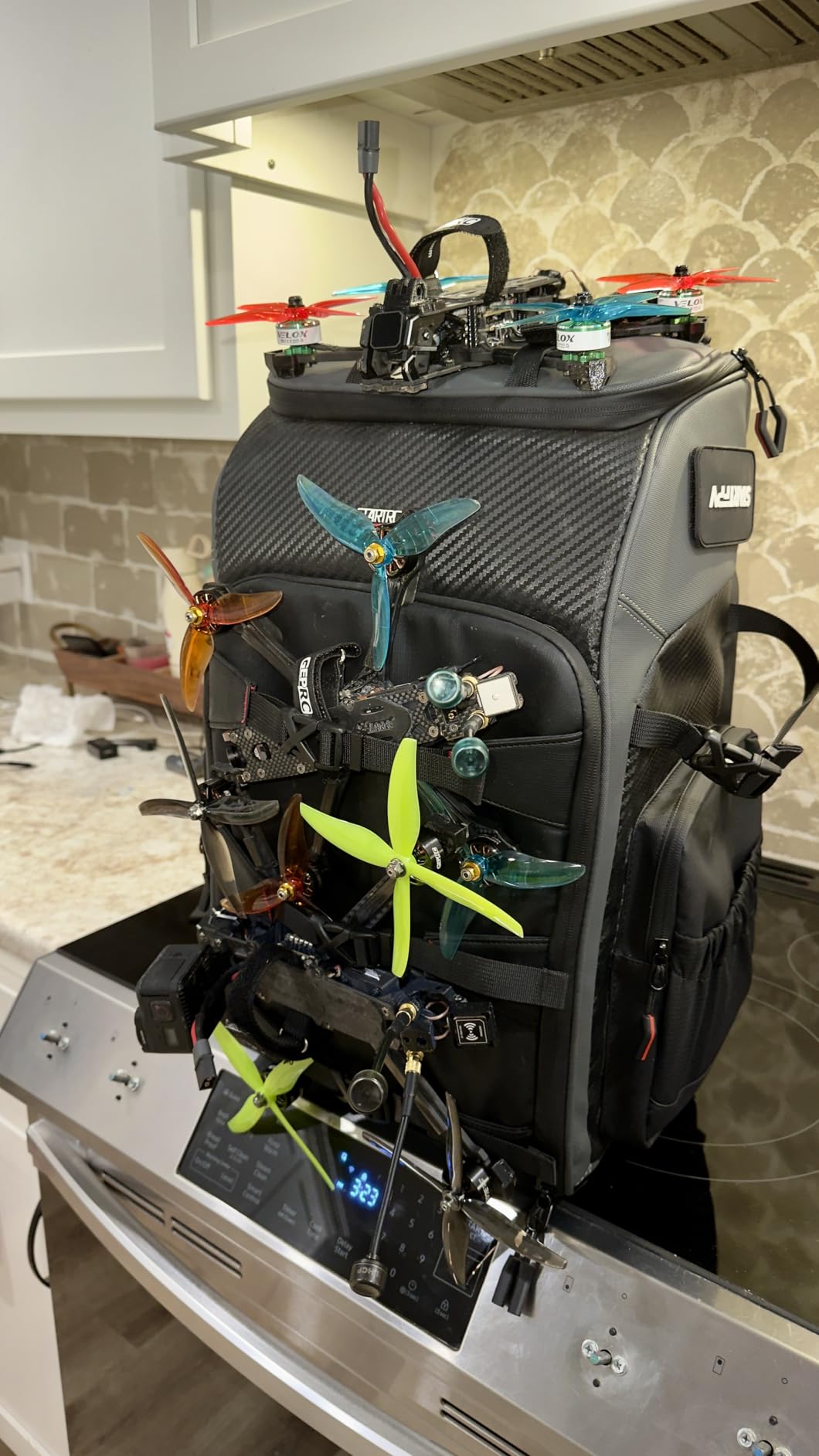 FPV Drone Backpack -40L Ultimate All-in-One Professional Travel Camera Case for FPV Racing Quadcopter/DJI Drone/Tripod/15.6