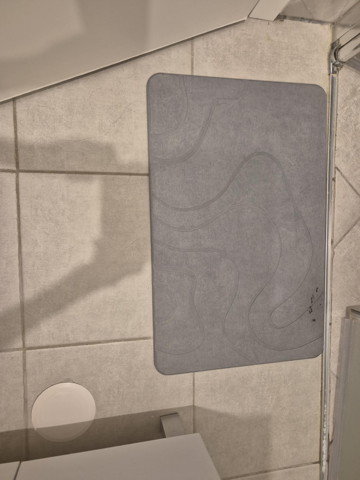 Stone Bath Mat for Bathroom, Diatomaceous Earth Shower Mat, Quick Dry, Grey customer photo 1