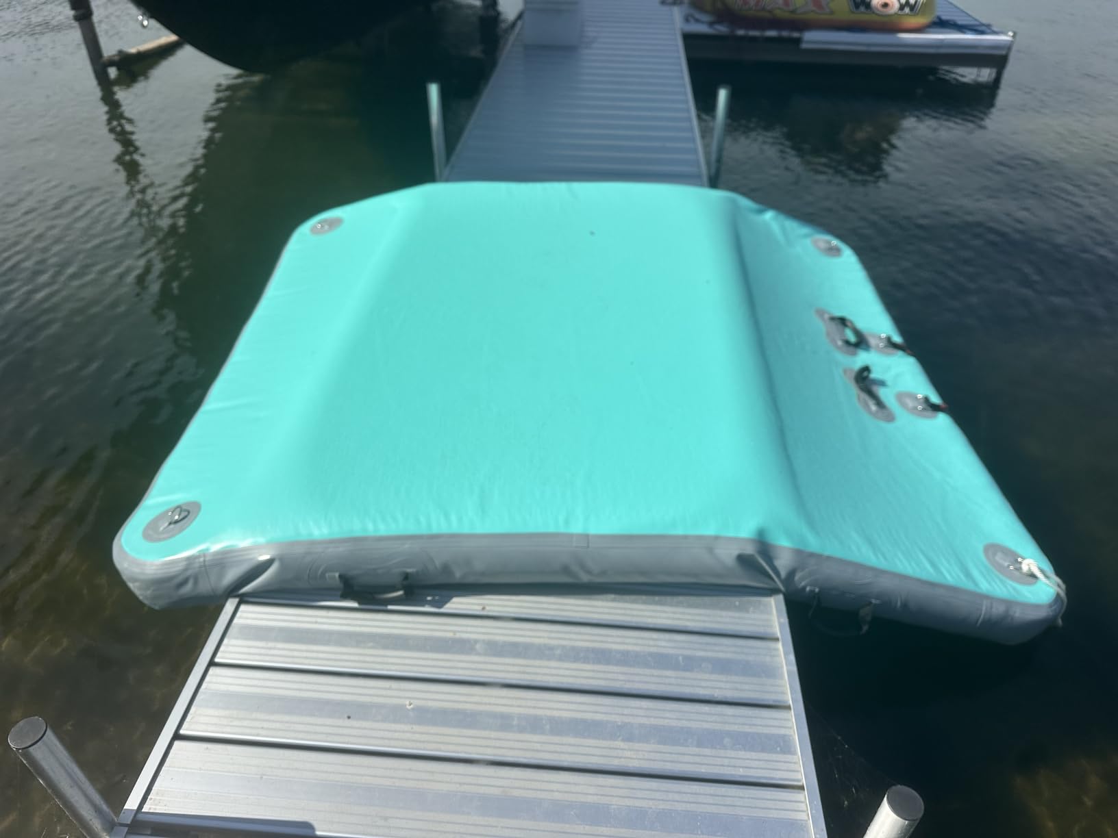 Inflatable Floating Dock, Water Island Float Raft Mat with Non-Slip Surface, 5FT/8FT/10FT Air Deck Platform, 6 Inch Thick for Pool, Lake, River, Beach, Ocean customer photo 1