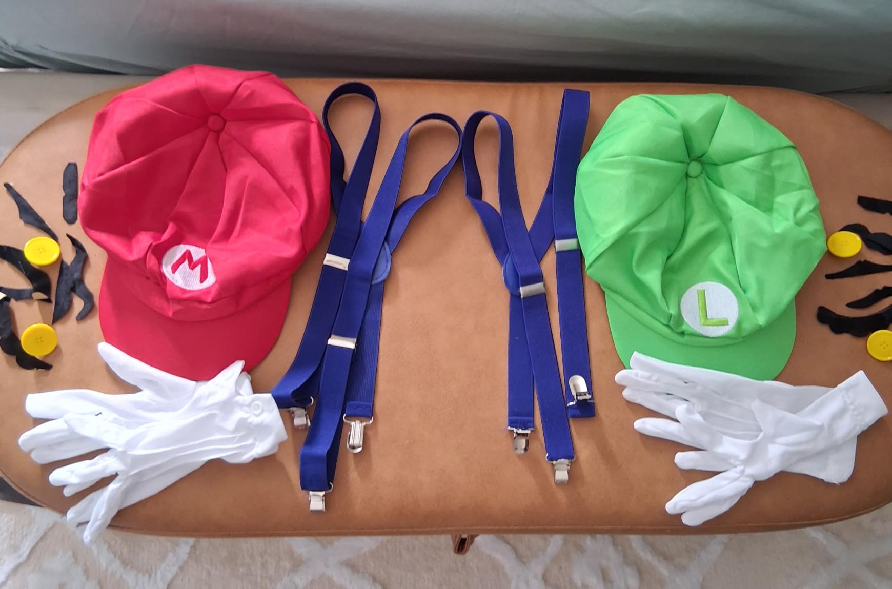 Hat Costume Set – Halloween Cosplay Accessories Kit with Hats, Gloves, Suspenders,Buttons, Mustaches – Funny Couple Outfits for Adult Men and Women customer photo 1
