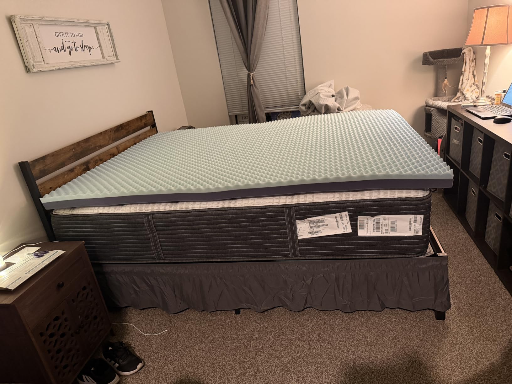 3 Inch Queen Size Firm Mattress Topper, High Density Support Foam Mattress Pad with Cooling Cover, Orthopedic Bed Topper for Back Pain & Heavy People, Non-Slip Adjustable Straps, CertiPUR-US Certified customer photo 1