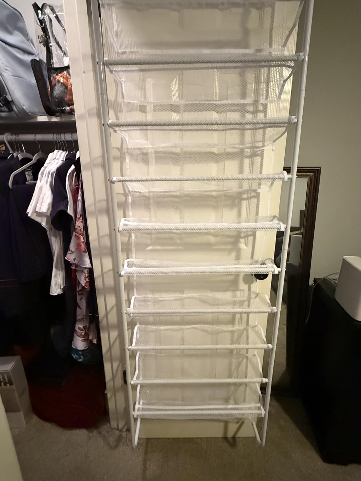 Whitmor 36 Pair Over the Door Shoe Rack,12 Tier Hanging Shoe Organizer with Metal Frame & Mesh Shelves, Heavy Duty Shoe Storage Holder for Door, No Drill Installation, 74