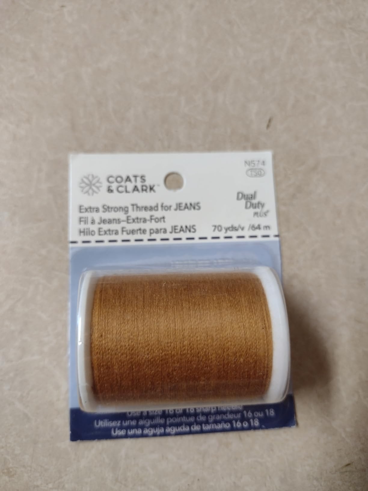 Coats & Clark Inc. N574 Extra Strong Thread for Jeans, 70-Yard, Golden customer photo 1