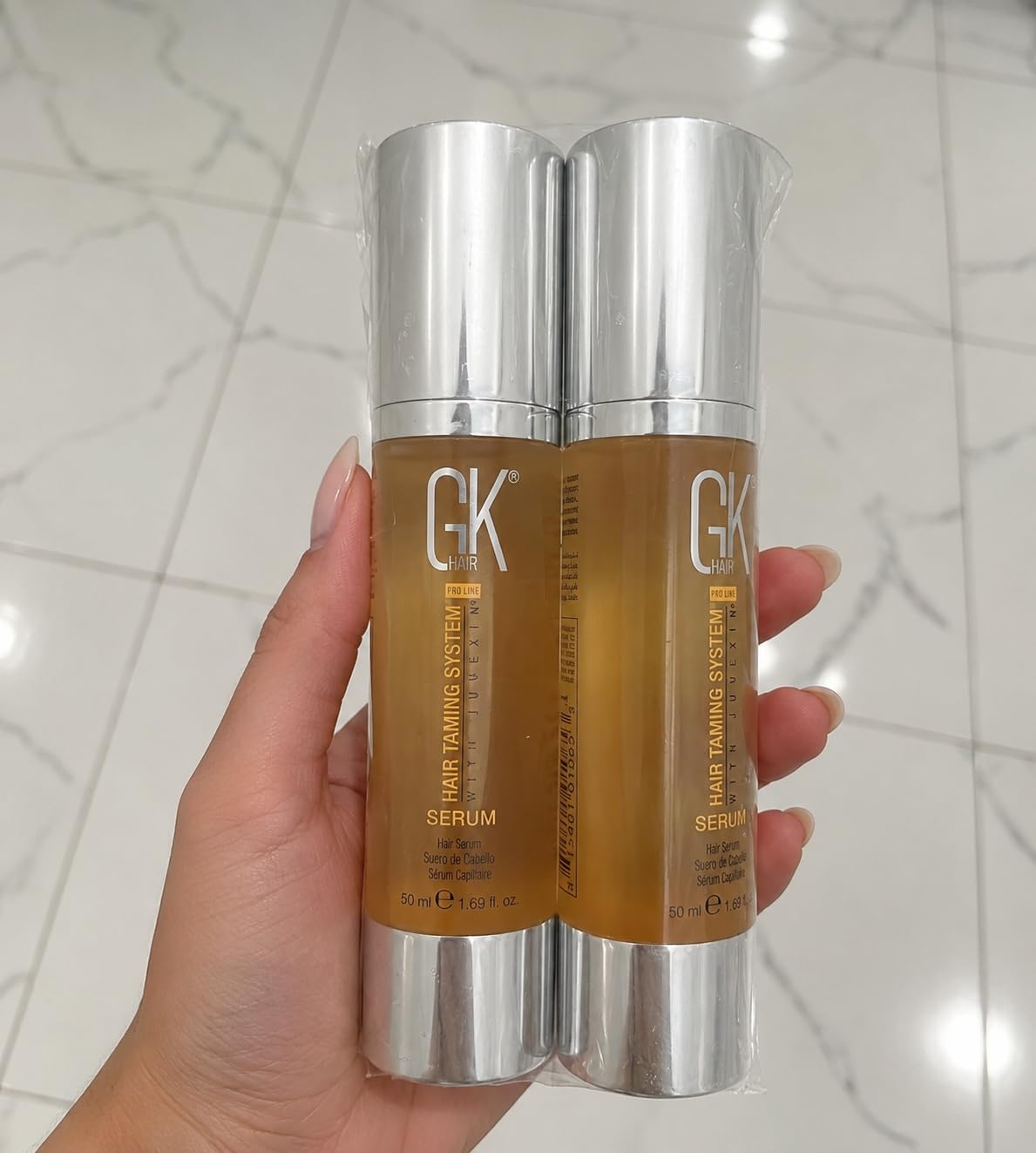 GK HAIR Global Keratin 100% Organic Argan Oil Anti Frizz Hair Serum (1.69 Fl Oz/50ml) Styling Smoothing Strengthening Hydrating & Nourishing Heat Protection Shine Frizz Control Dry Damage Hair Repair customer photo 1