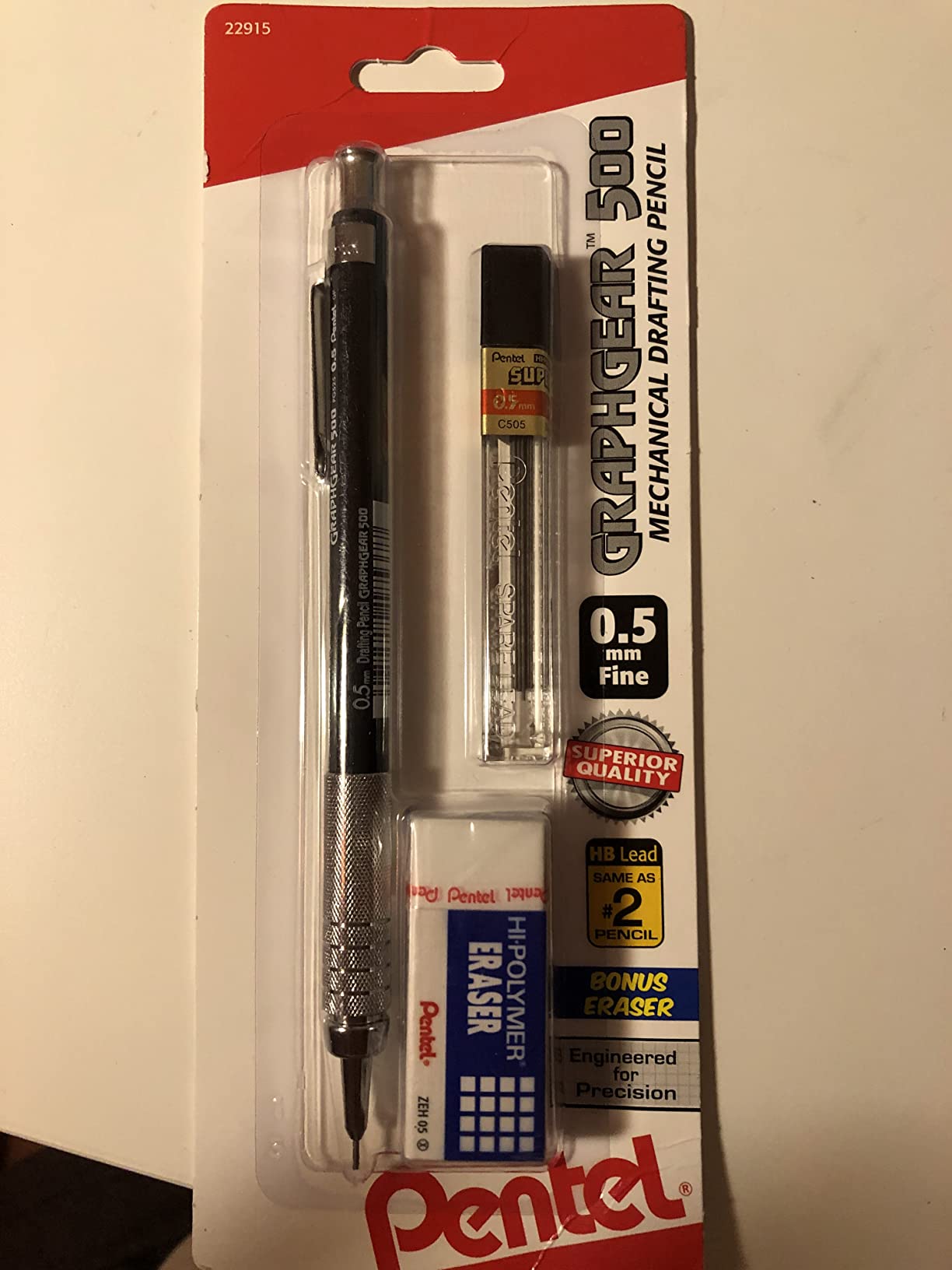 Pentel GraphGear 500 Mechanical Drafting Pencil, (0.5mm), Fine Line, Refill Lead and Mini Eraser (PG525LEBP) customer photo 2