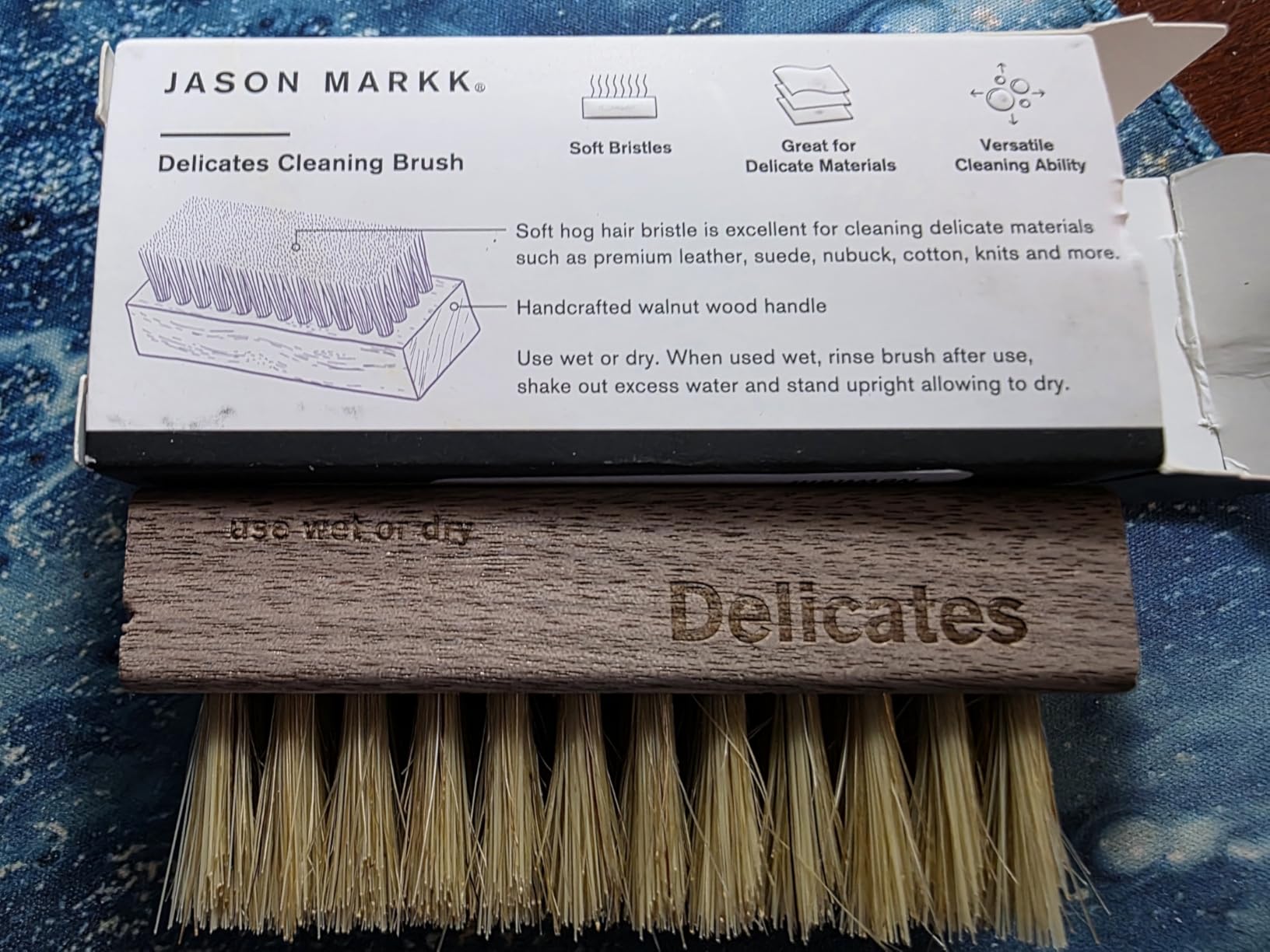 Jason Markk Delicates Shoe Cleaning Brush, Soft Bristles & Walnut Wood, Sneaker Care, Extra Gentle, Ideal for Footwear, Safe for Leather, Suede, Nubuck, Cotton, Knits customer photo 1
