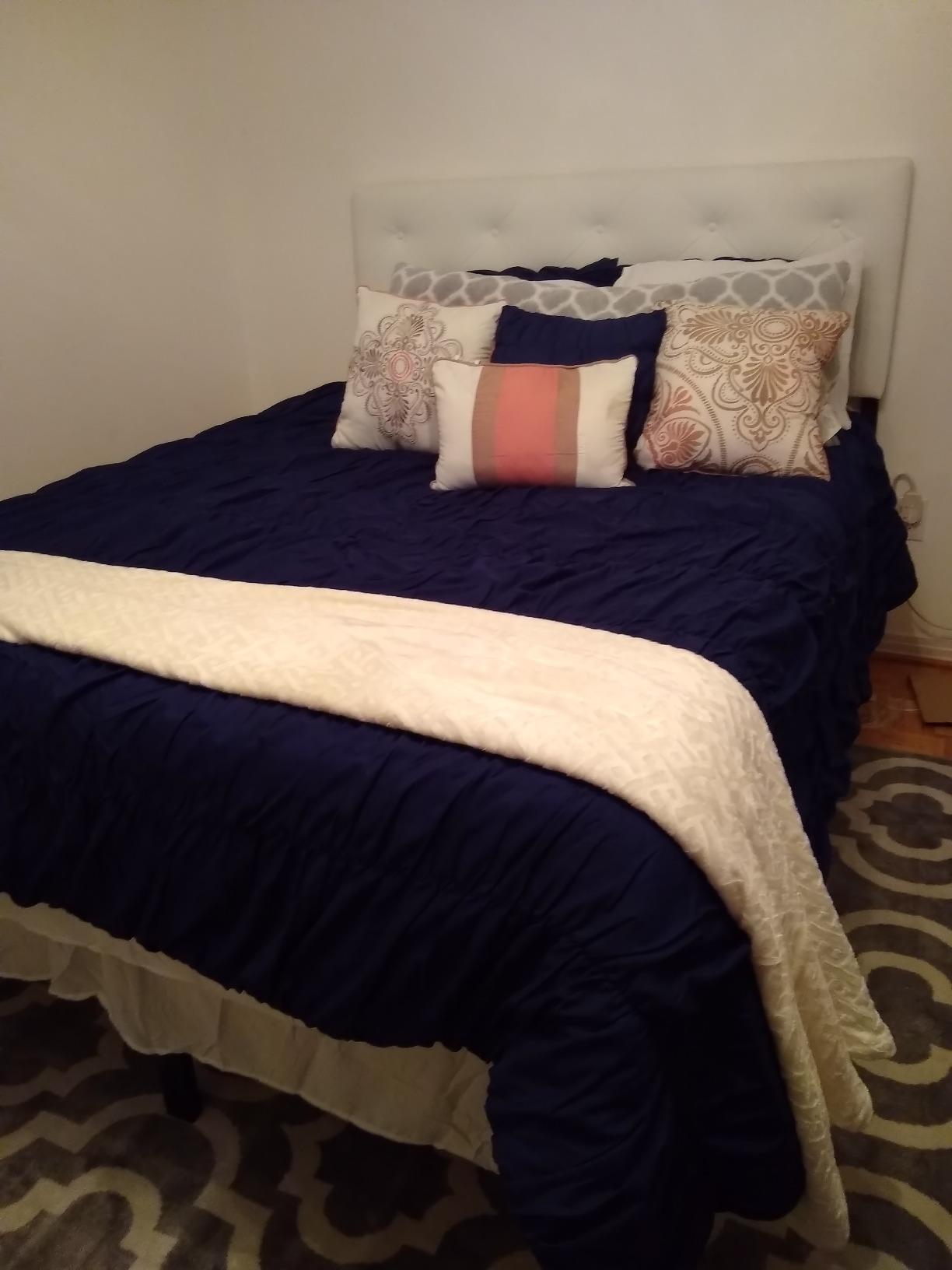 Baxton Studio Baltimore Queen Faux Leather Headboard, 61.5-inch W x 3.15-inch D x 22.5-inch H, White customer photo 1
