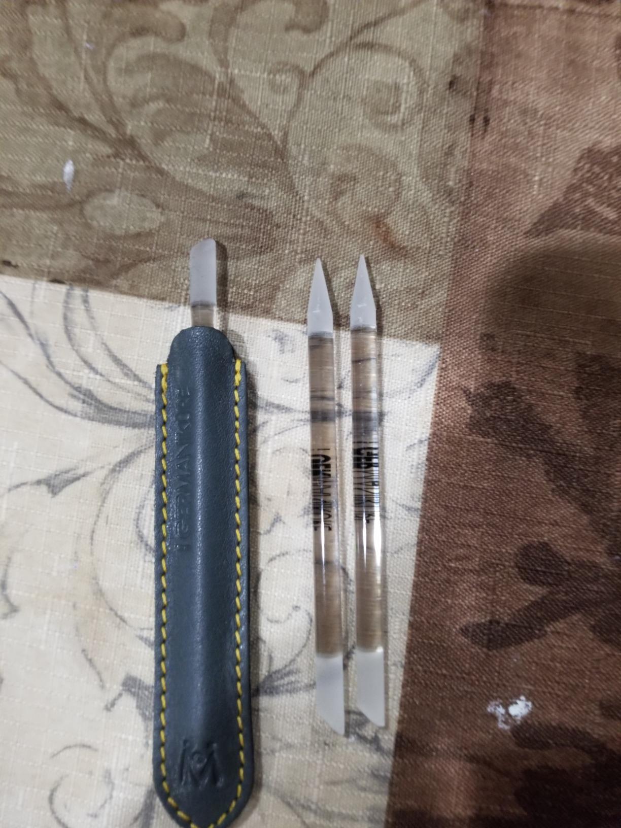 GERMANIKURE Glass Cuticle Pusher, Multipurpose Stick Clear, Leather Sleeve customer photo 2