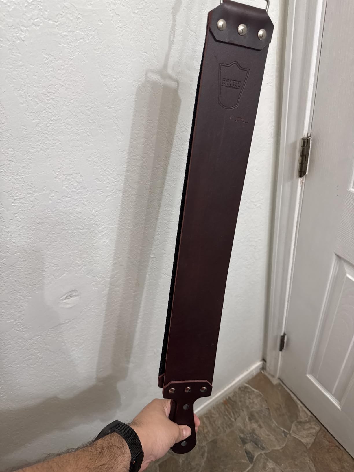 Parker Latigo Leather Straight Razor Strop, Red, 3 x 27 Inches customer photo 2