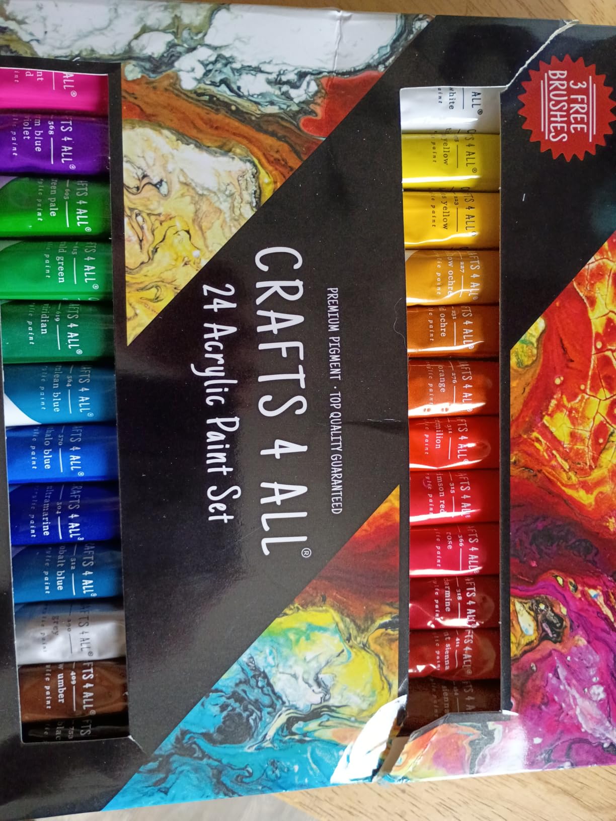 Crafts 4 All Acrylic Paint Set for Adults and Artists - 24 Pack of 12mL Paints with 3 Art Brushes, Non-Toxic Craft Paint for Easter Eggs, Ceramic Rock- Art Supplies customer photo 1