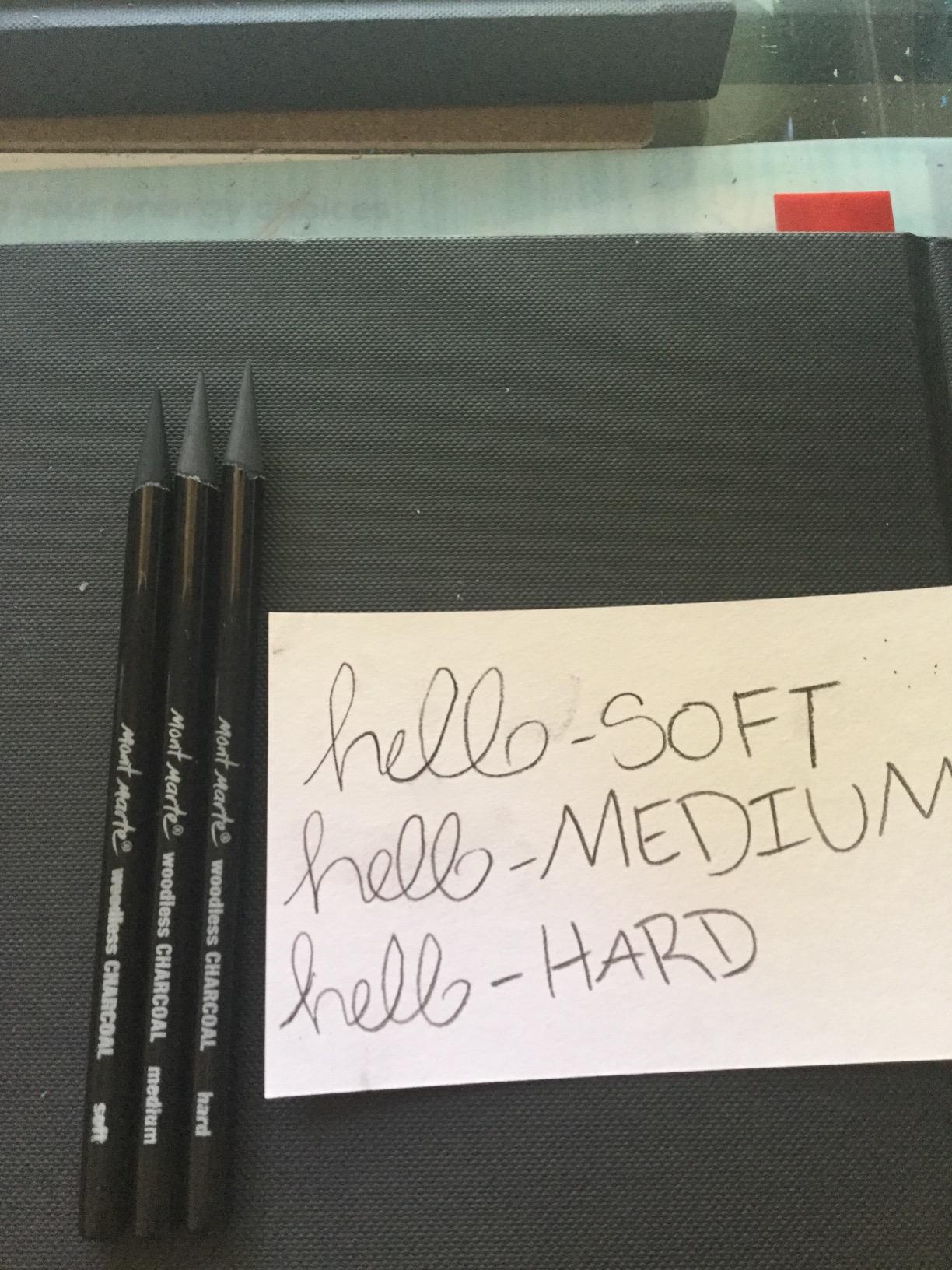 Mont Marte Woodless Charcoal Pencils, 3 Piece. Features 3 Grades Of Charcoal Including Soft, Medium and Hard. customer photo 2