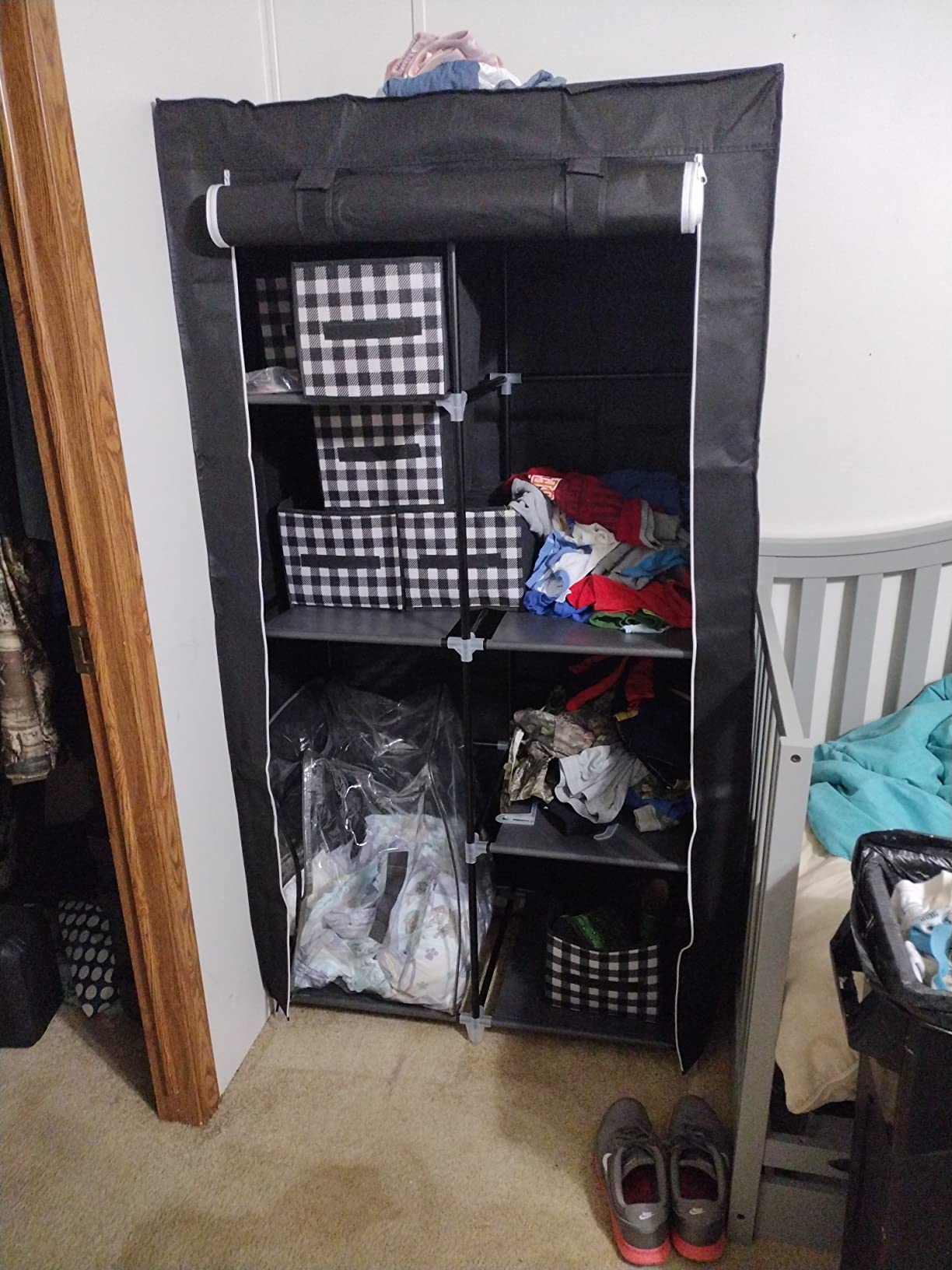 SONGMICS Portable Closet, Fabric Wardrobe, Clothes Rack with Shelves customer photo 1