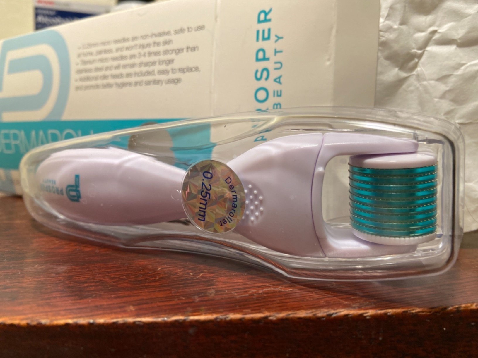 Derma Roller Microneedle 6 Piece Kit [DERMAROLL by Prosper Beauty] Face Roller with 4 Replaceable Heads Exfoliation Microdermabrasion Micro Derma Skin Care Tool Dermaplaning Microneedling customer photo 1