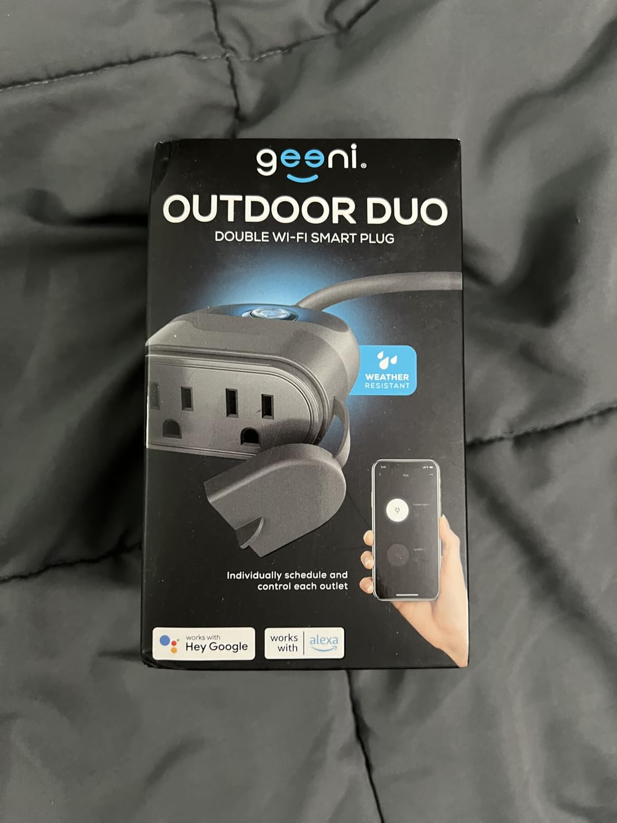 Geeni Indoor/Outdoor Smart Plug Weatherproof, 1 Socket –No Hub Wireless Remote Control and Timer –Works with Amazon Alexa, Google Assistant, Requires 2.4 GHz Wi-Fi, Black customer photo 1