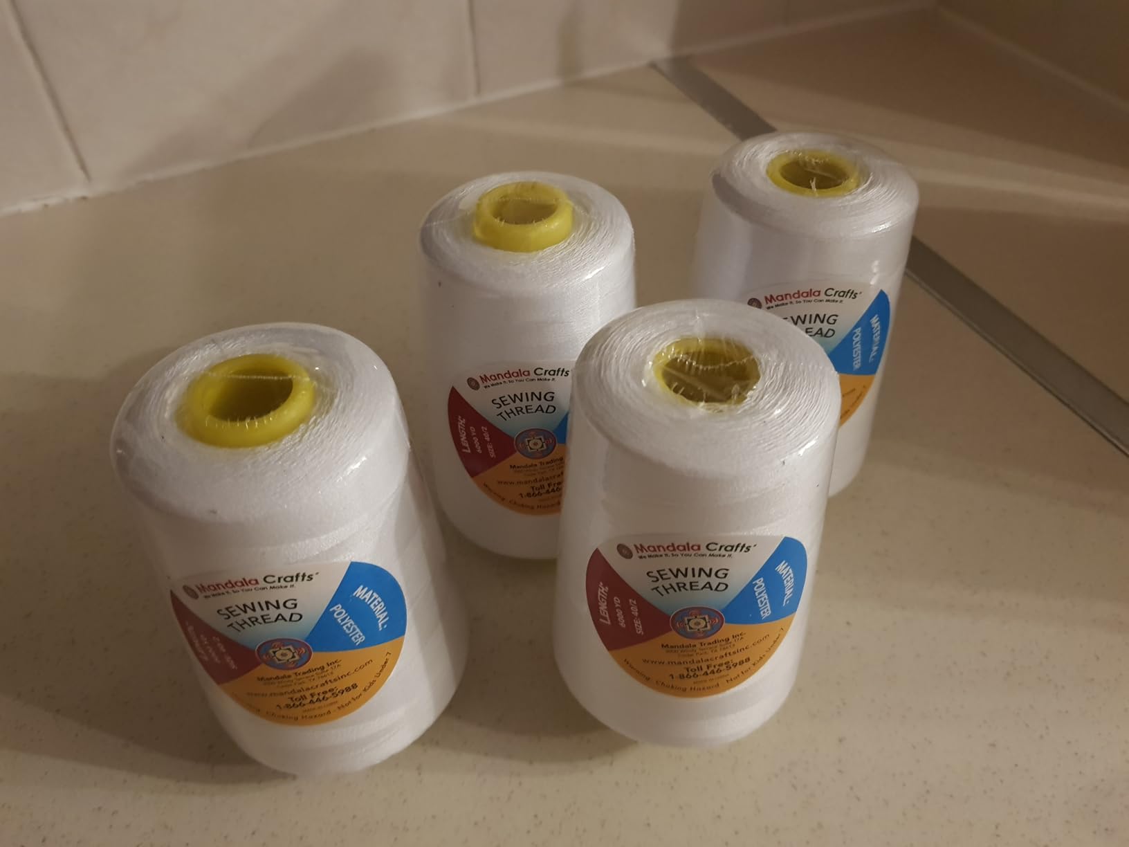 Mandala Crafts 40S/2 White Polyester 4 Pack of Serger Threads Cones customer photo 2