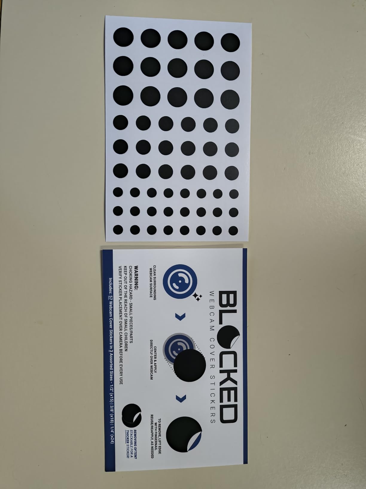 BLOCKED Original Vinyl Webcam Cover Stickers | Restickable & Stackable Privacy Covers | for All Camera-endable Devices | 3-Sizes | 57 Black (Muted Matte) customer photo 1