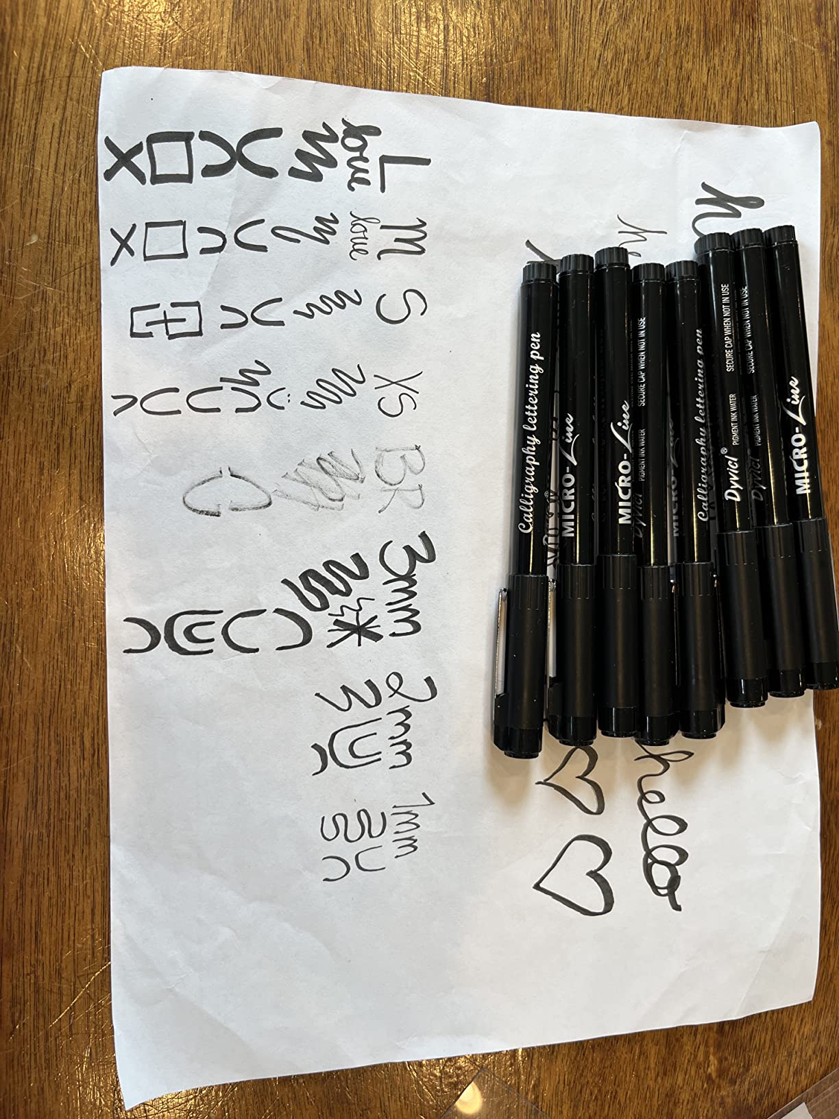 Dyvicl Hand Lettering Pens, Calligraphy Brush Pens Art Markers for Beginners Writing, Sketching, Drawing, Illustration, Scrapbooking, Journaling, Black Ink Pen Set, 8 Sizes customer photo 2