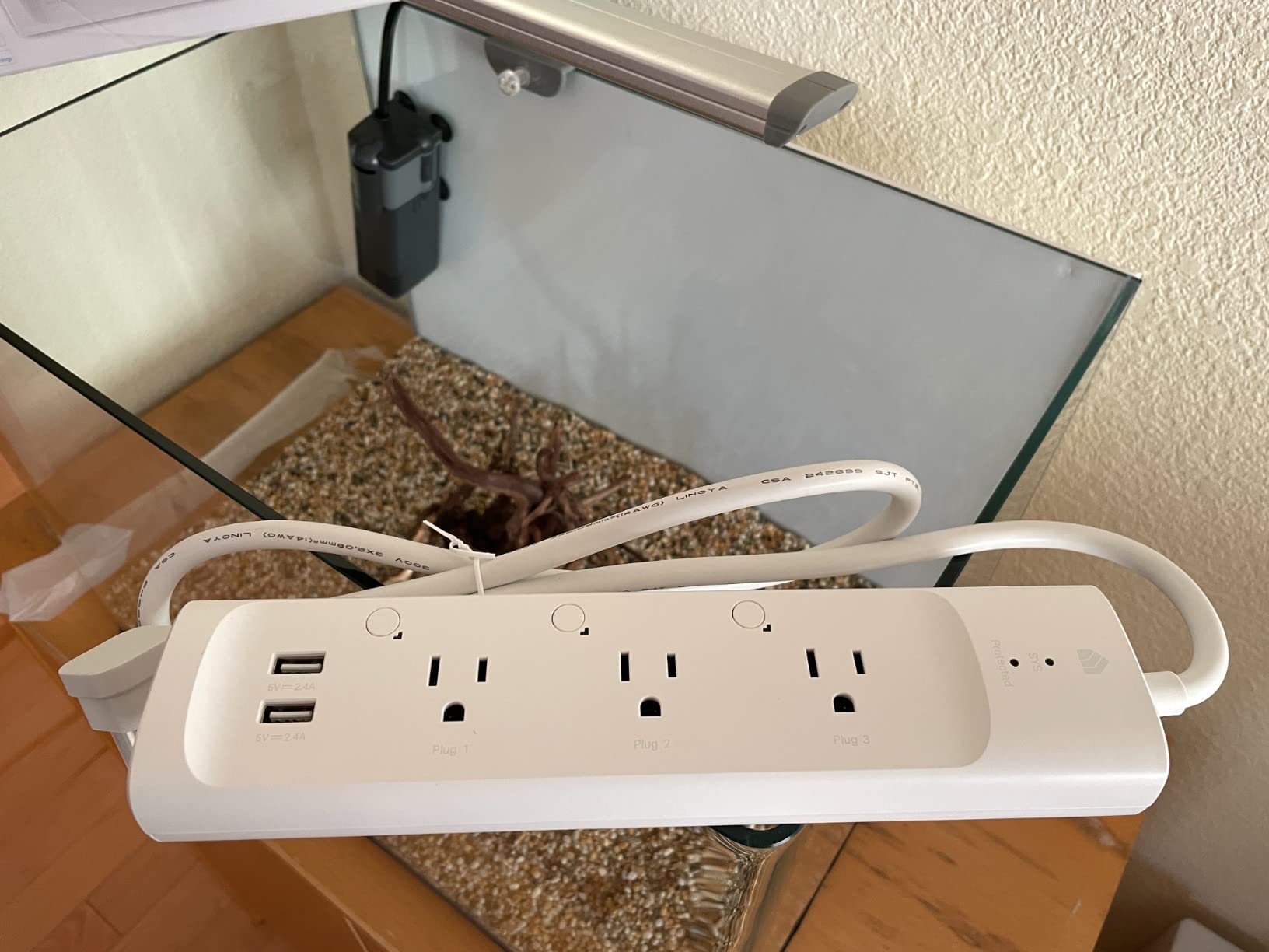kasa smart Plug Power Strip KP303, Surge Protector with 3 Individually Controlled Smart Outlets and 2 USB Ports, Works with Alexa & Google Home, No Hub Required , White customer photo 1