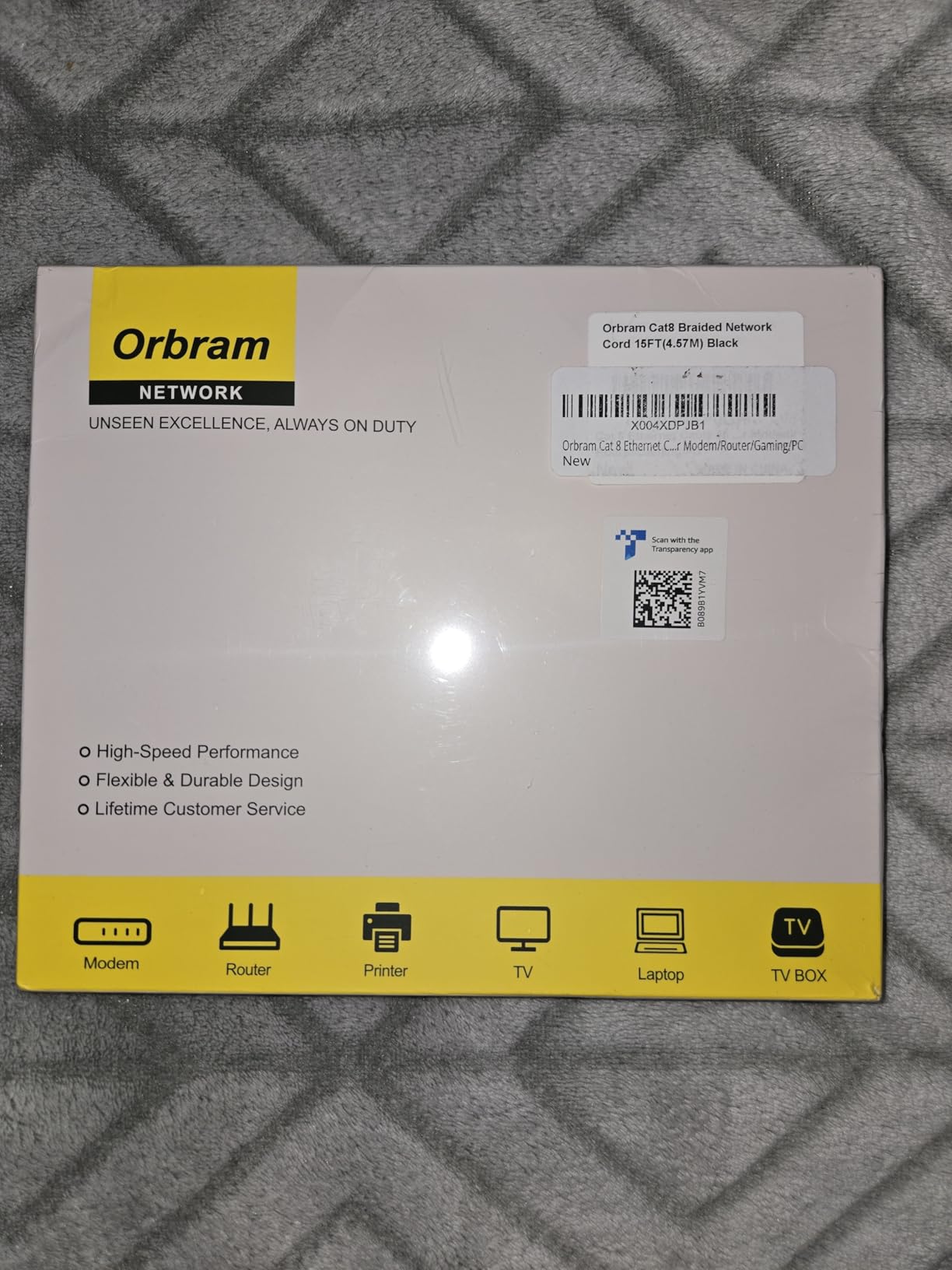 Orbram Cat 8 Ethernet Cable 15FT, High Speed Braided 40Gbps 2000MHz Network customer photo 2