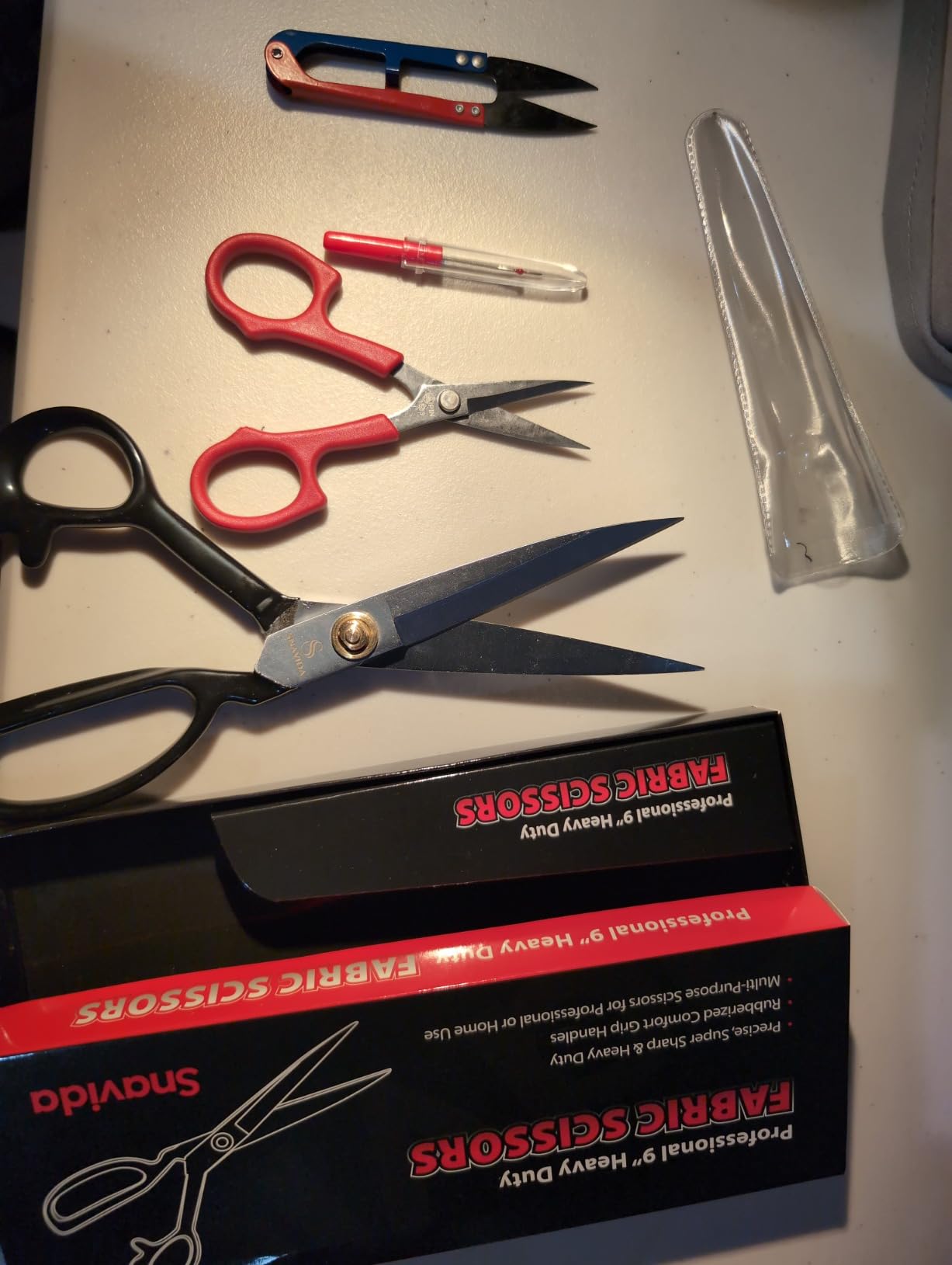 Fabric Scissors Tailor Sewing Shears - 9 Inch Heady Duty Scissors for Fabric Cutting Professional Ultra Sharp Cloth Tailor Scissors Multipurpose Utility Dressmaker Leather Titanium Scissors (9Inch) customer photo 1