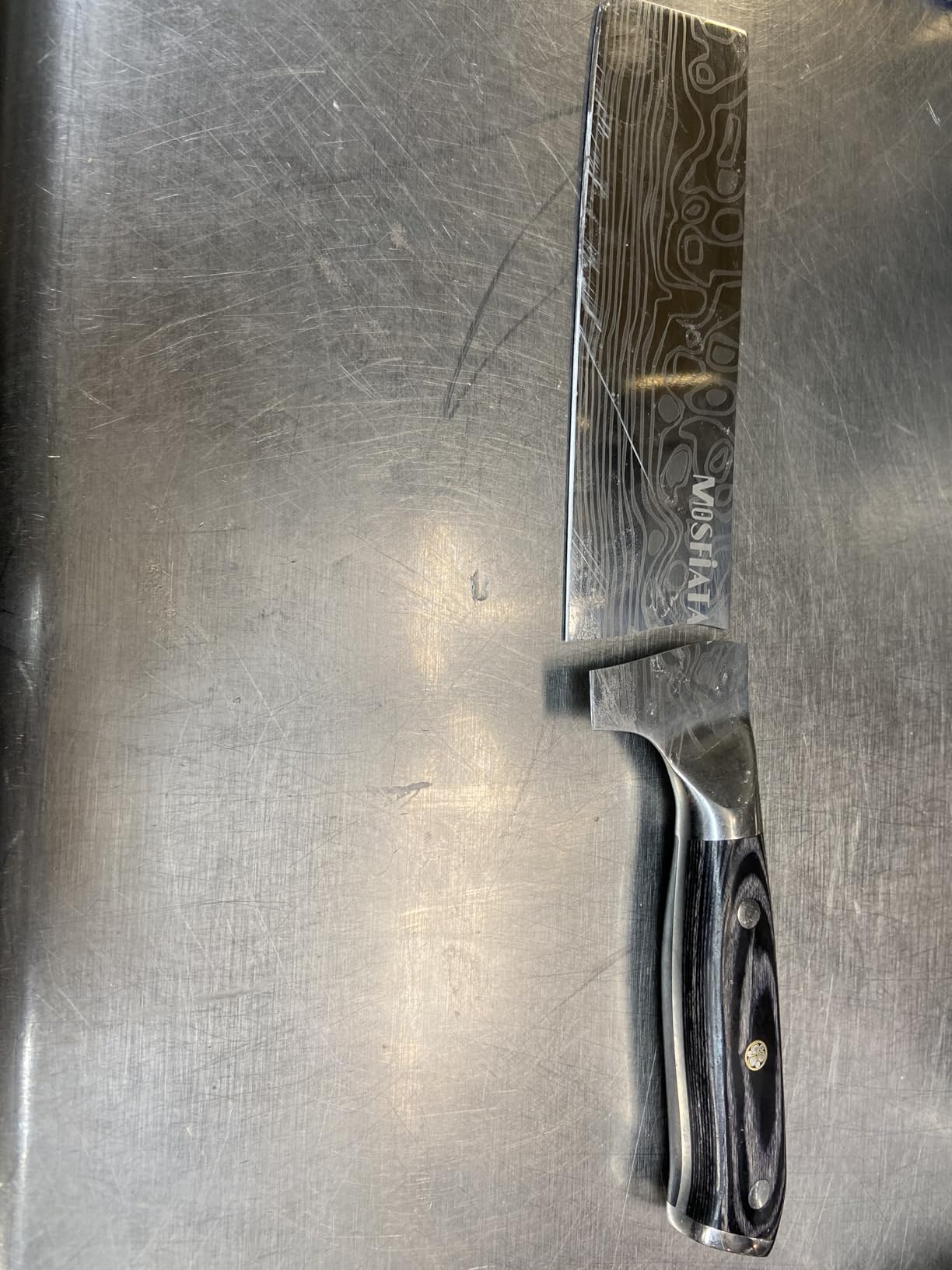 MOSFiATA 7” Nakiri Chef's Knife with Finger Guard, German High Carbon Stainless Steel EN1.4116 Vegetable Knife, Multipurpose Kitchen Knife with Micarta Handle in Gift Box customer photo 1