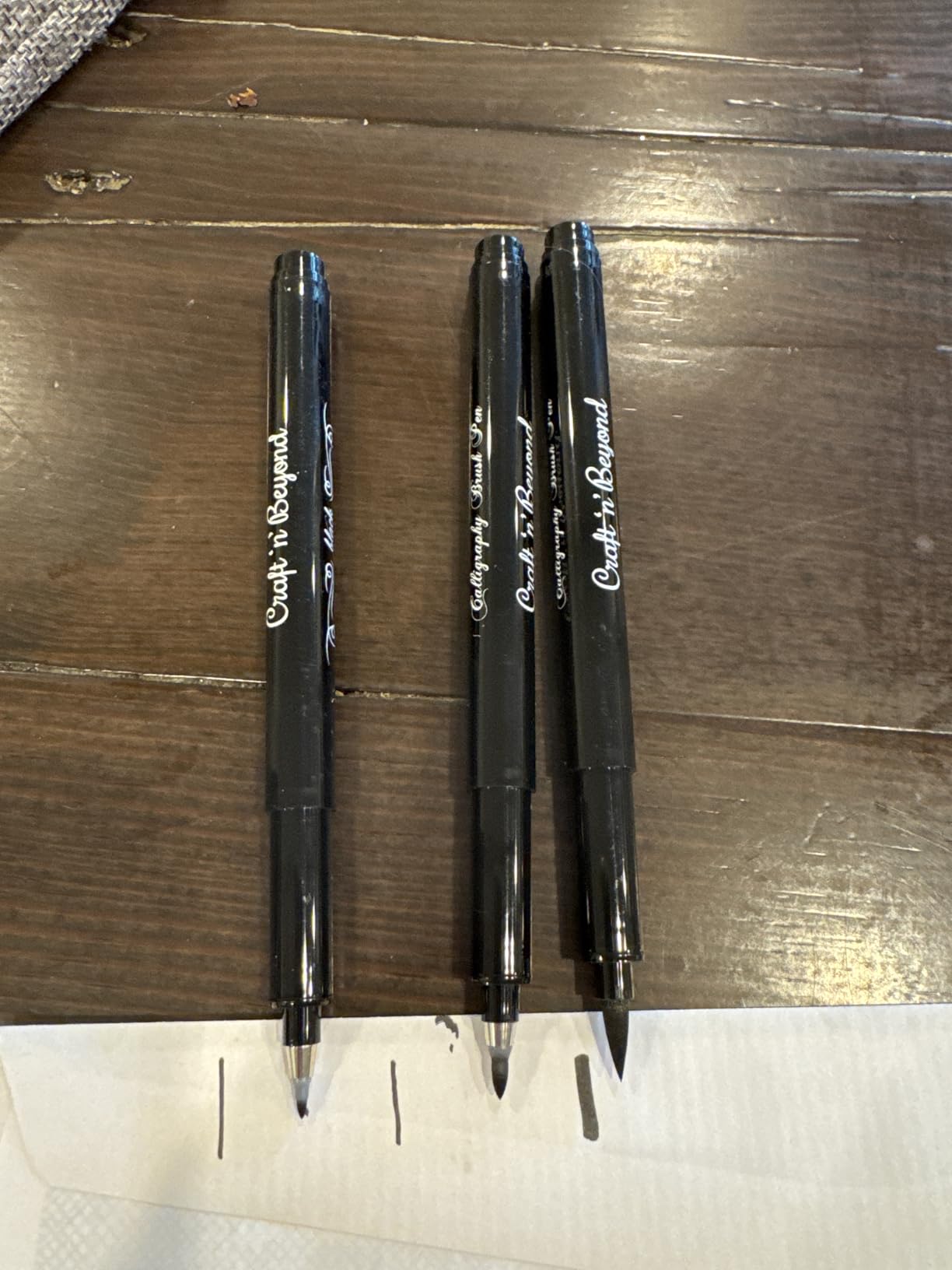 Craft 'n' Beyond Calligraphy Brush Pens Pack of 3 Small, Medium and Large Markers for Hand Lettering, Art Drawing, Sketching, Scrapbooking, Writing, Journaling - Beginner Kit with Fadeproof Black Ink customer photo 1