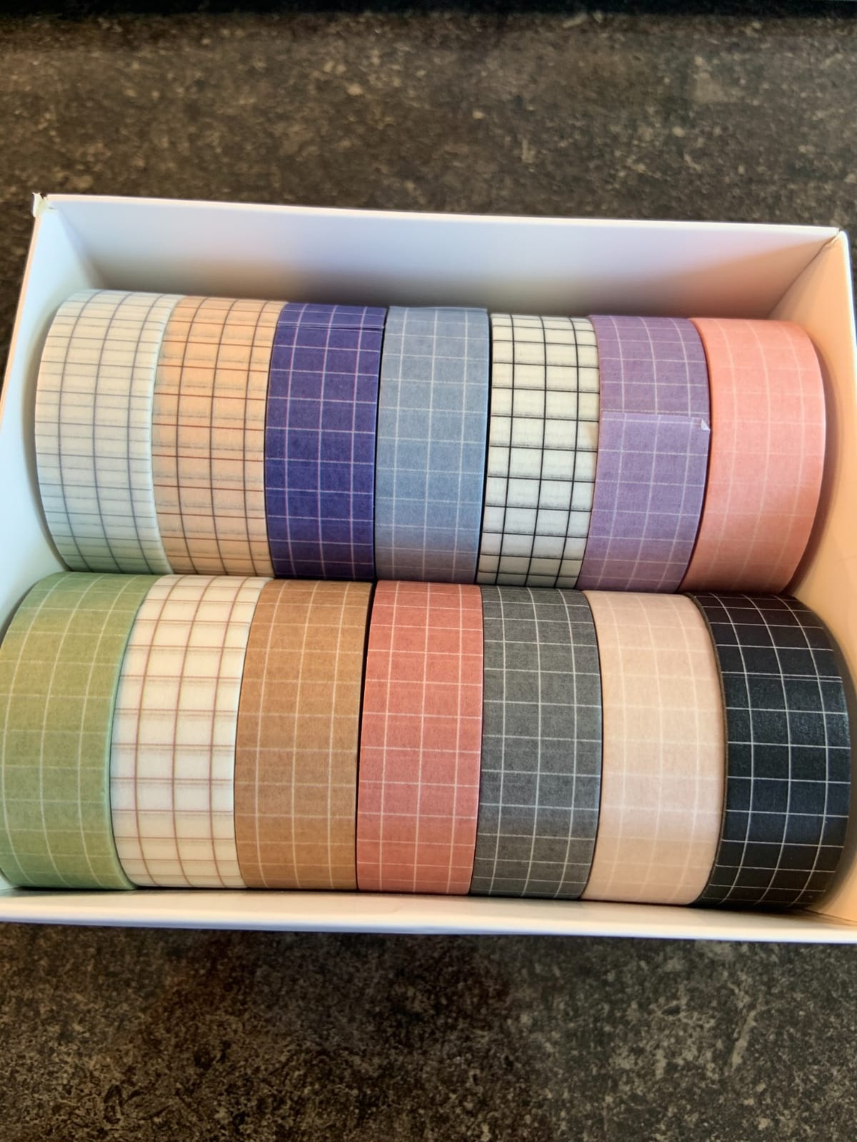 Knaid Grid Washi Tape Set, 14 Rolls of 15 mm Wide Decorative Colored Masking Tapes for Scrapbooking, DIY Decor and Crafts, Bullet Journals, Planners, Junk Journal, Gift Wrapping customer photo 1