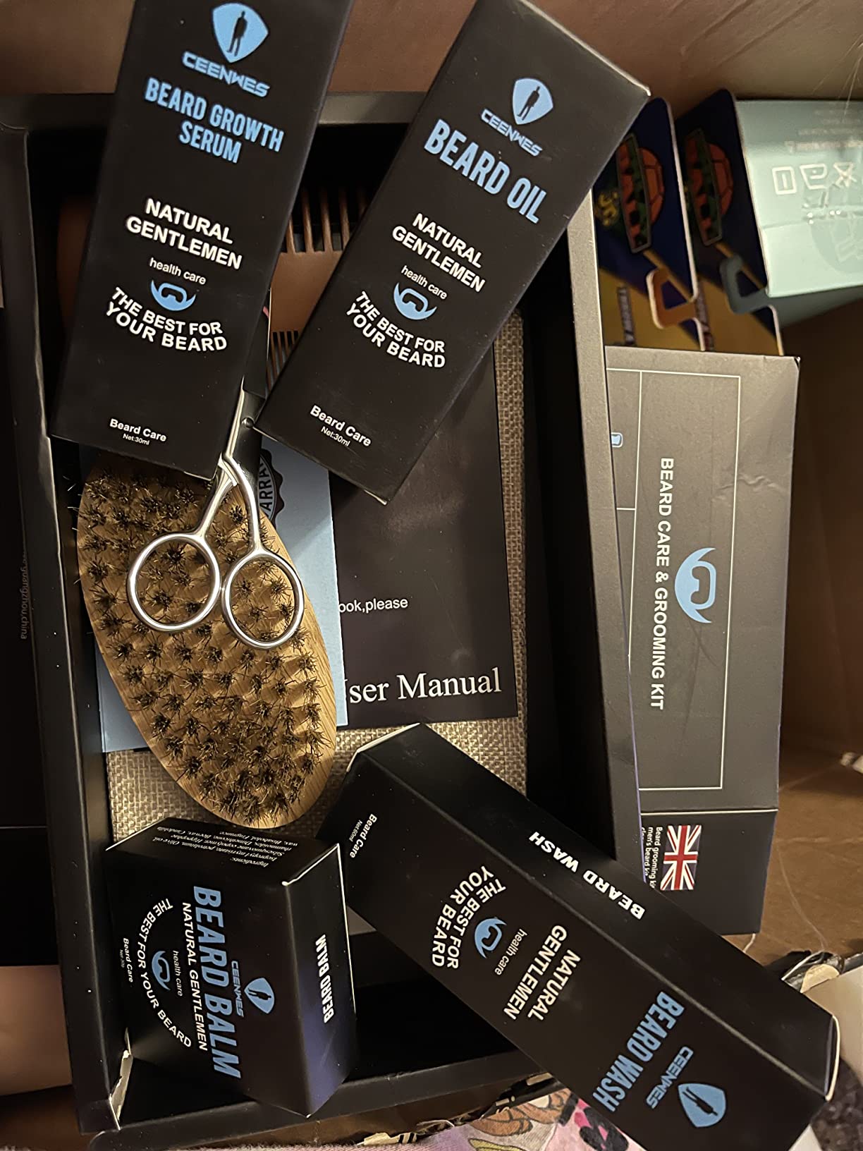 Beard Grooming Kit,Beard Kit with Beard Oil,Beard Growth Serum,Beard Wash, Beard Balm,Beard Brush, Beard Comb, Beard & Mustache Scissors Beard Growth Kit Unique Gifts for Men customer photo 2